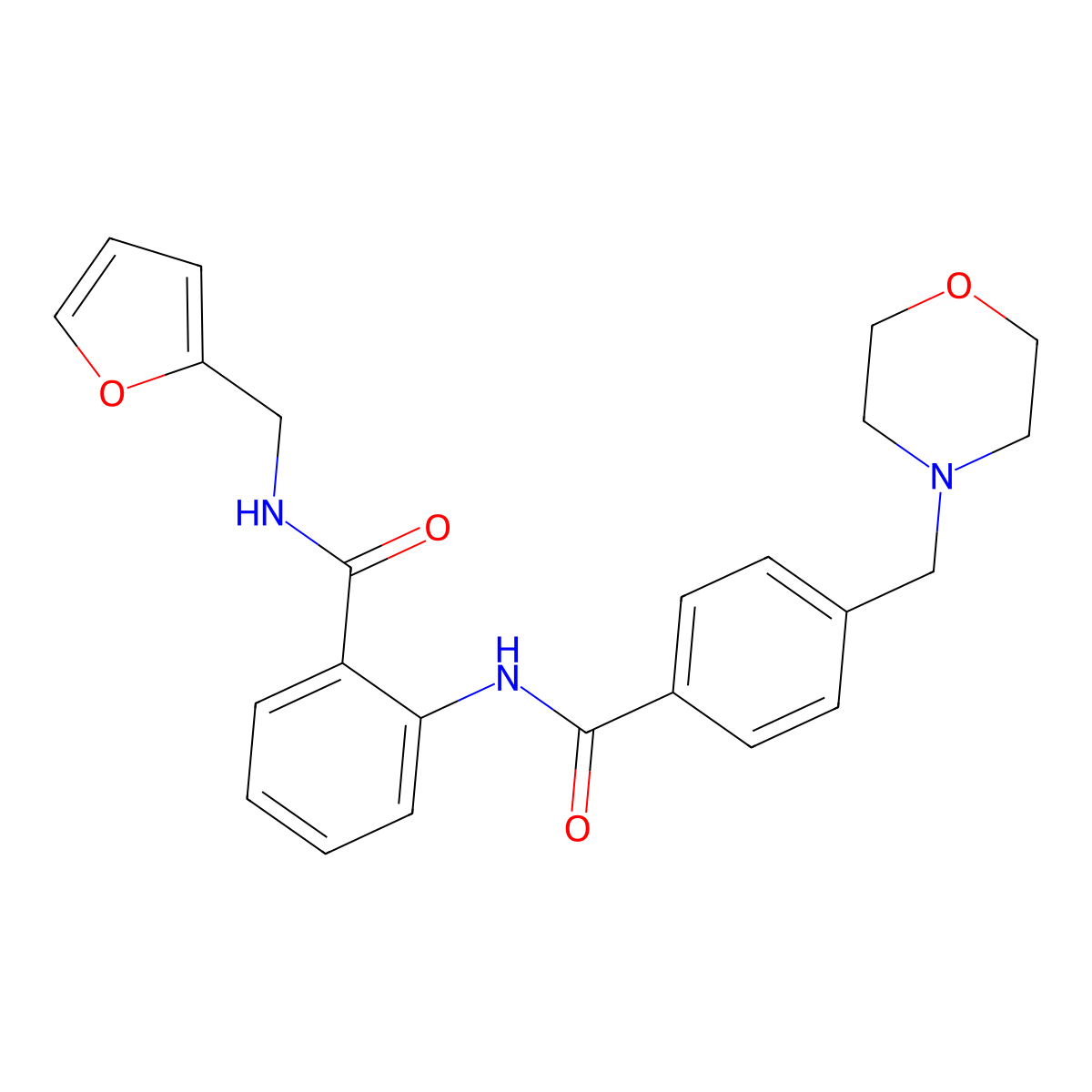 N-(furan-2-ylmethyl)-2-[[4-(morpholin-4-ylmethyl)benzoyl]amino]benzamide molecular structure, CAS 754996-53-7