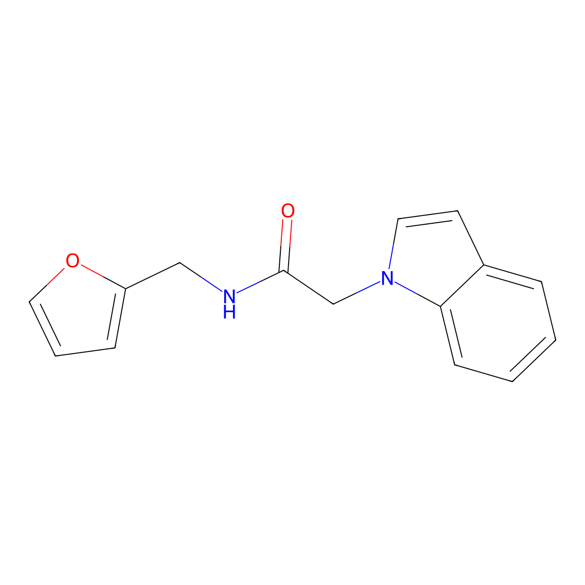 N-(furan-2-ylmethyl)-2-(1H-indol-1-yl)acetamide molecular structure, CAS 754996-55-9