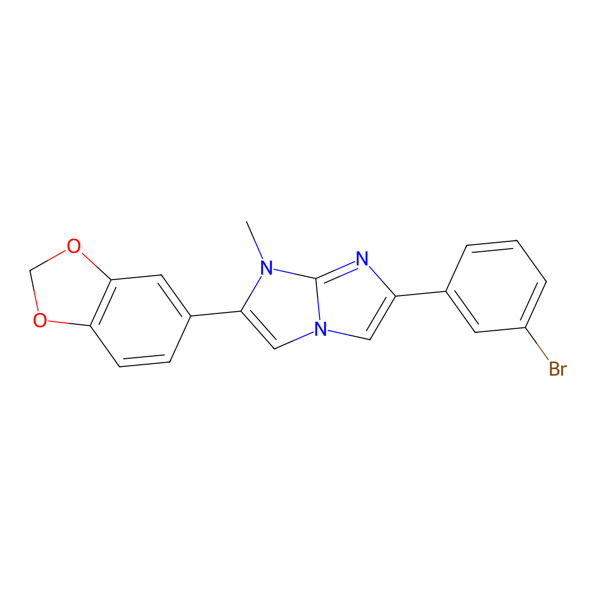 2-(1,3-benzodioxol-5-yl)-6-(3-bromophenyl)-1-methyl-1H-imidazo[1,2-a]imidazole molecular structure, CAS 754997-12-1