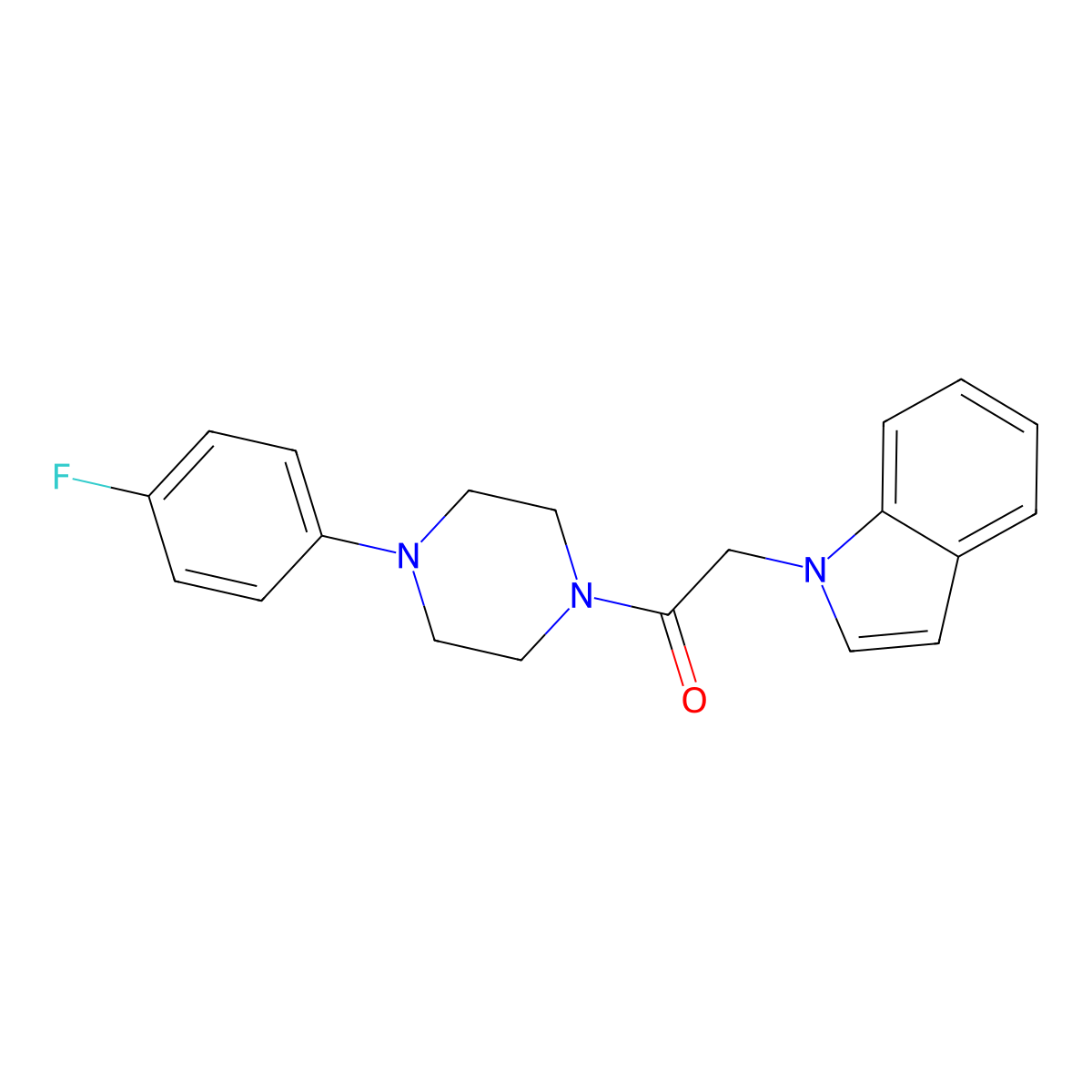 1-[4-(4-Fluorophenyl)piperazin-1-yl]-2-indol-1-ylethanone molecular structure, CAS 754997-60-9