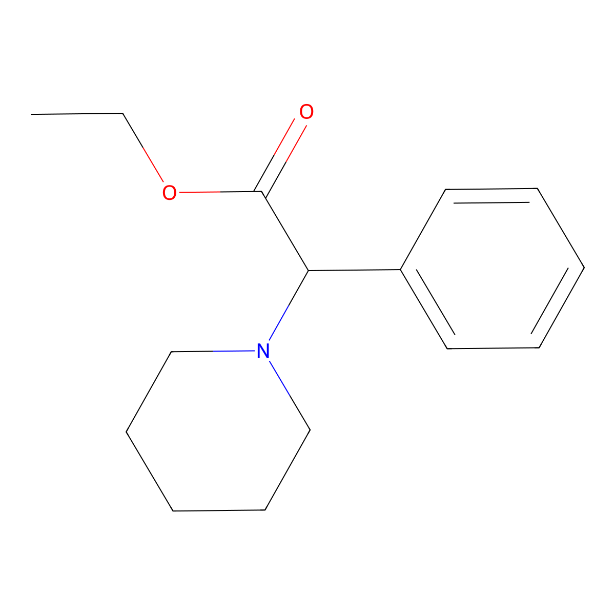 Ethyl alpha-phenyl-1-piperidineacetate molecular structure, CAS 7550-06-3