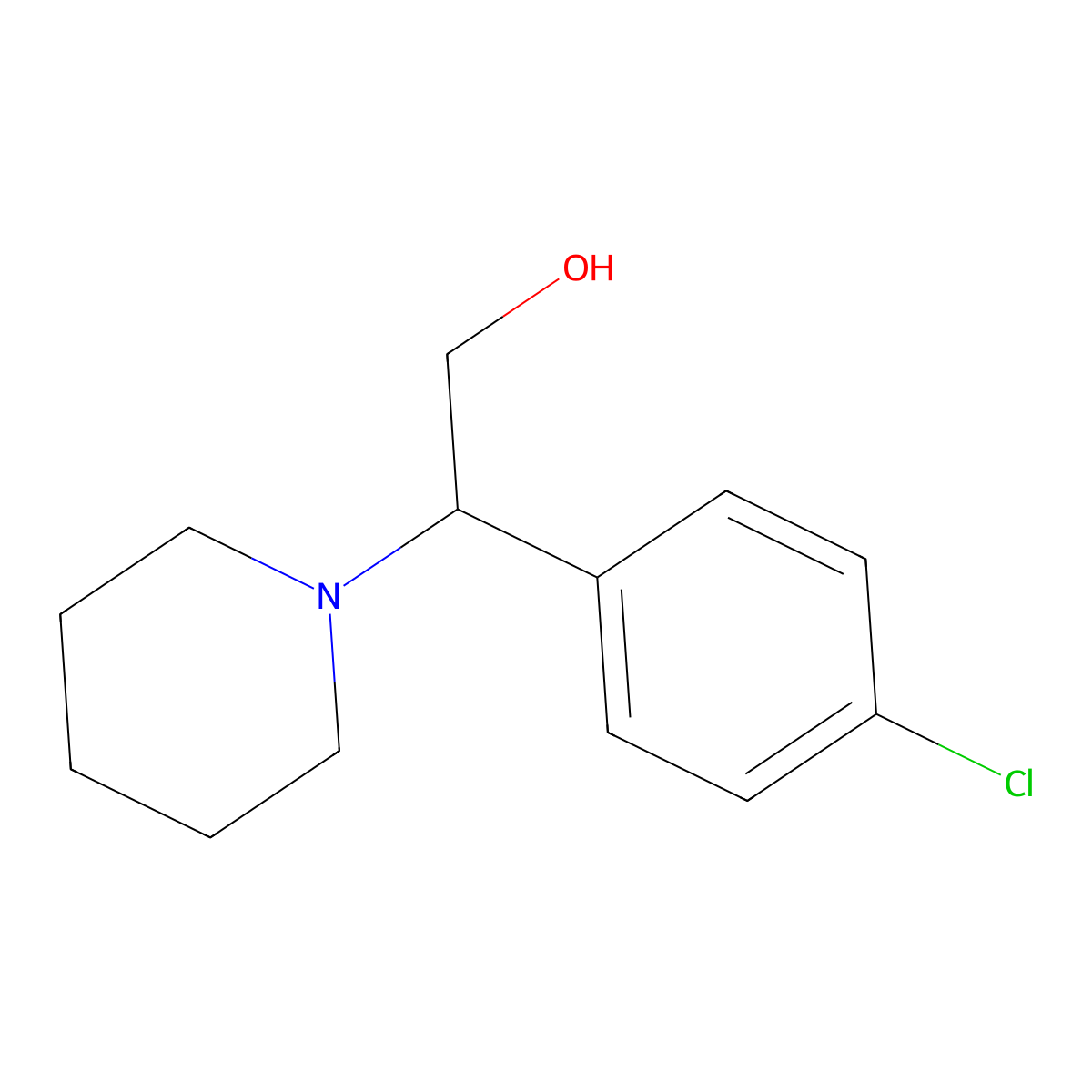 1-Piperidineethanol, beta-(p-chlorophenyl)- molecular structure, CAS 7550-28-9