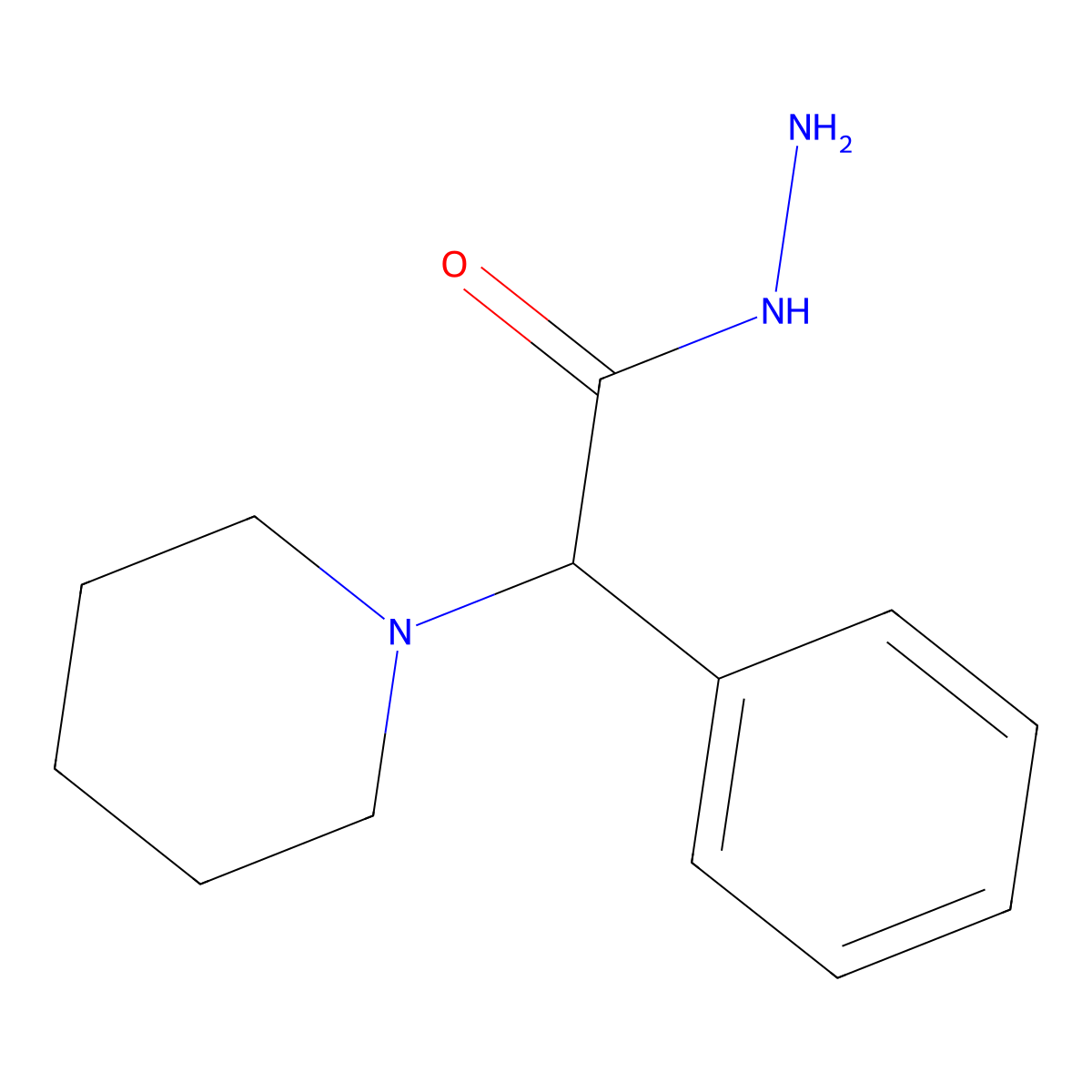 2-Phenyl-2-(piperidin-1-yl)ethanehydrazonic acid molecular structure, CAS 7550-31-4