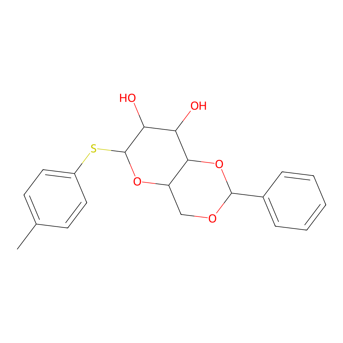 6-(4-Methylphenyl)sulfanyl-2-phenyl-4,4a,6,7,8,8a-hexahydropyrano[3,2-d][1,3]dioxine-7,8-diol molecular structure, CAS 755002-33-6