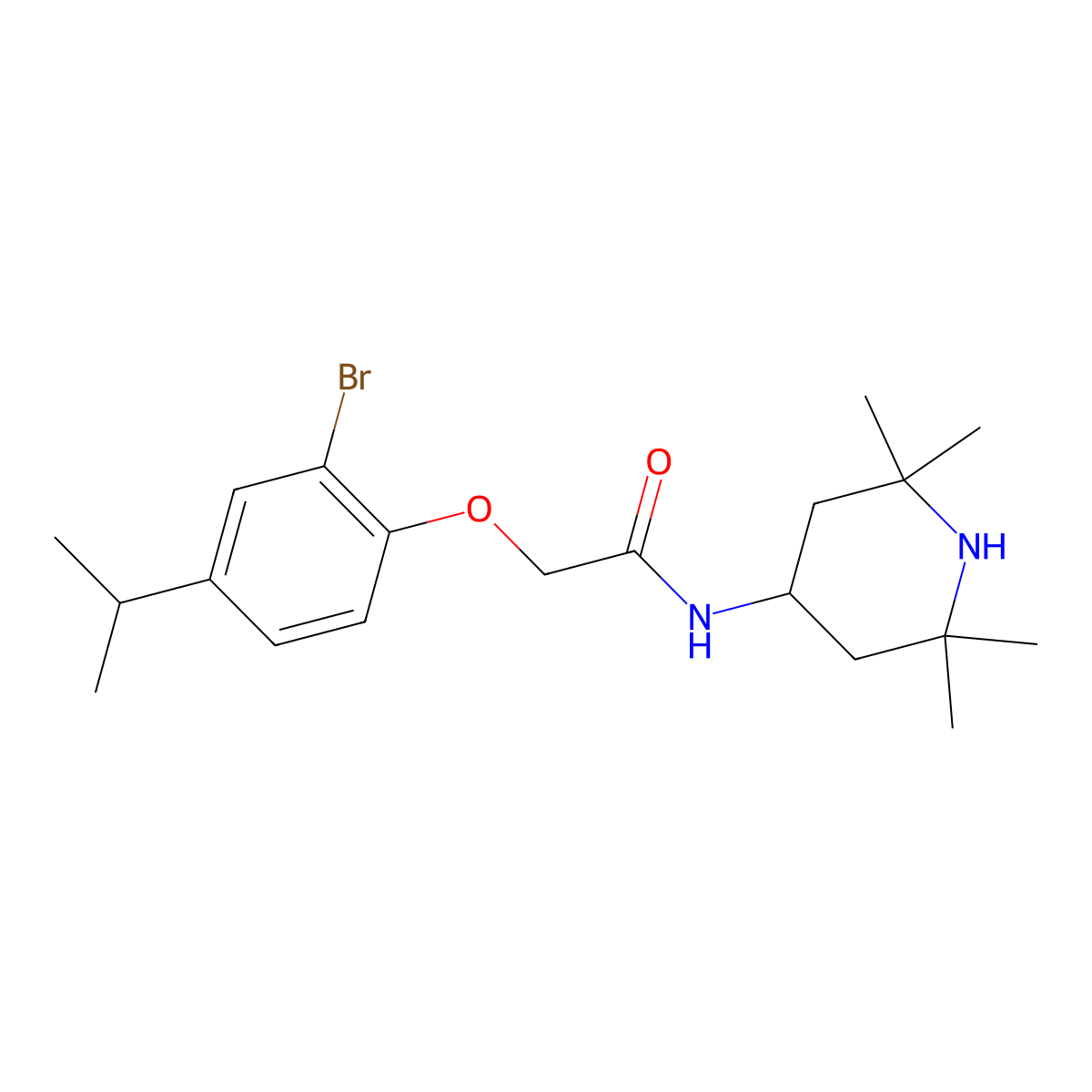 2-(2-bromo-4-isopropylphenoxy)-N-(2,2,6,6-tetramethylpiperidin-4-yl)acetamide molecular structure, CAS 755002-90-5