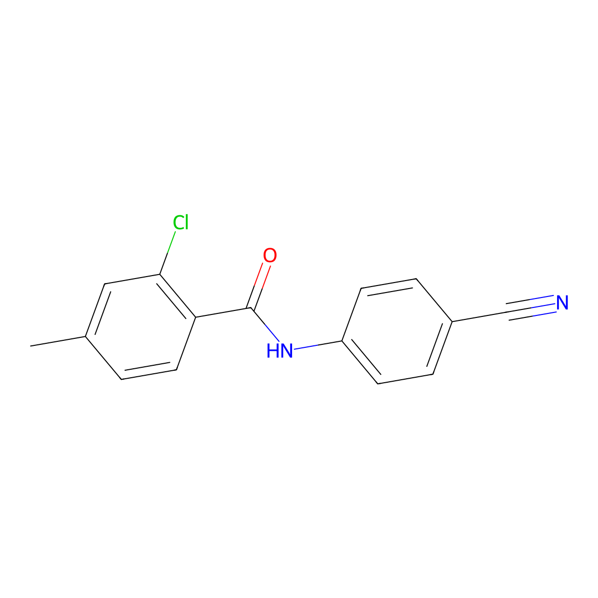 2-chloro-N-(4-cyanophenyl)-4-methylbenzamide molecular structure, CAS 755003-65-7