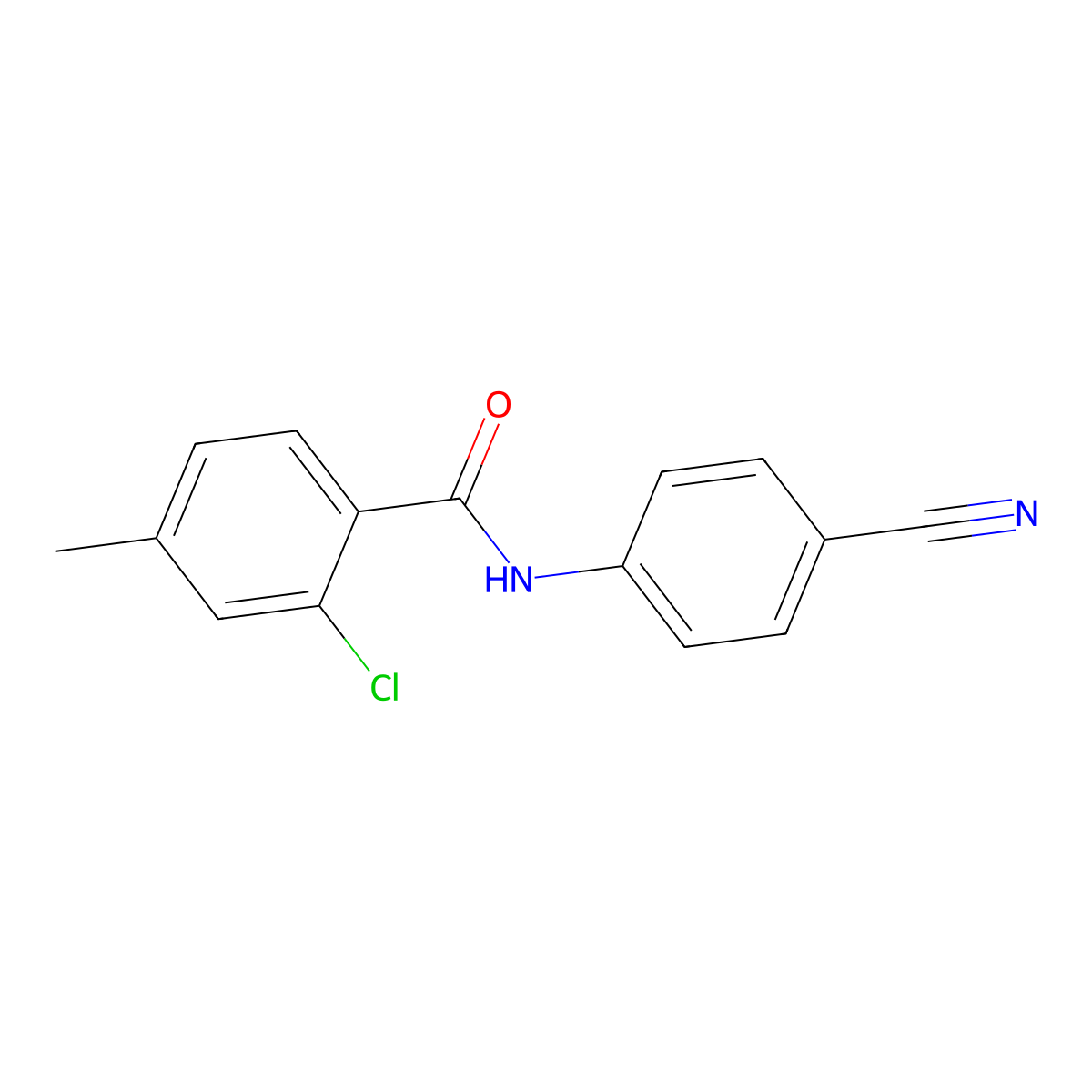 2-chloro-N-(4-cyanophenyl)-4-methylbenzamide molecular structure, CAS 755003-65-7