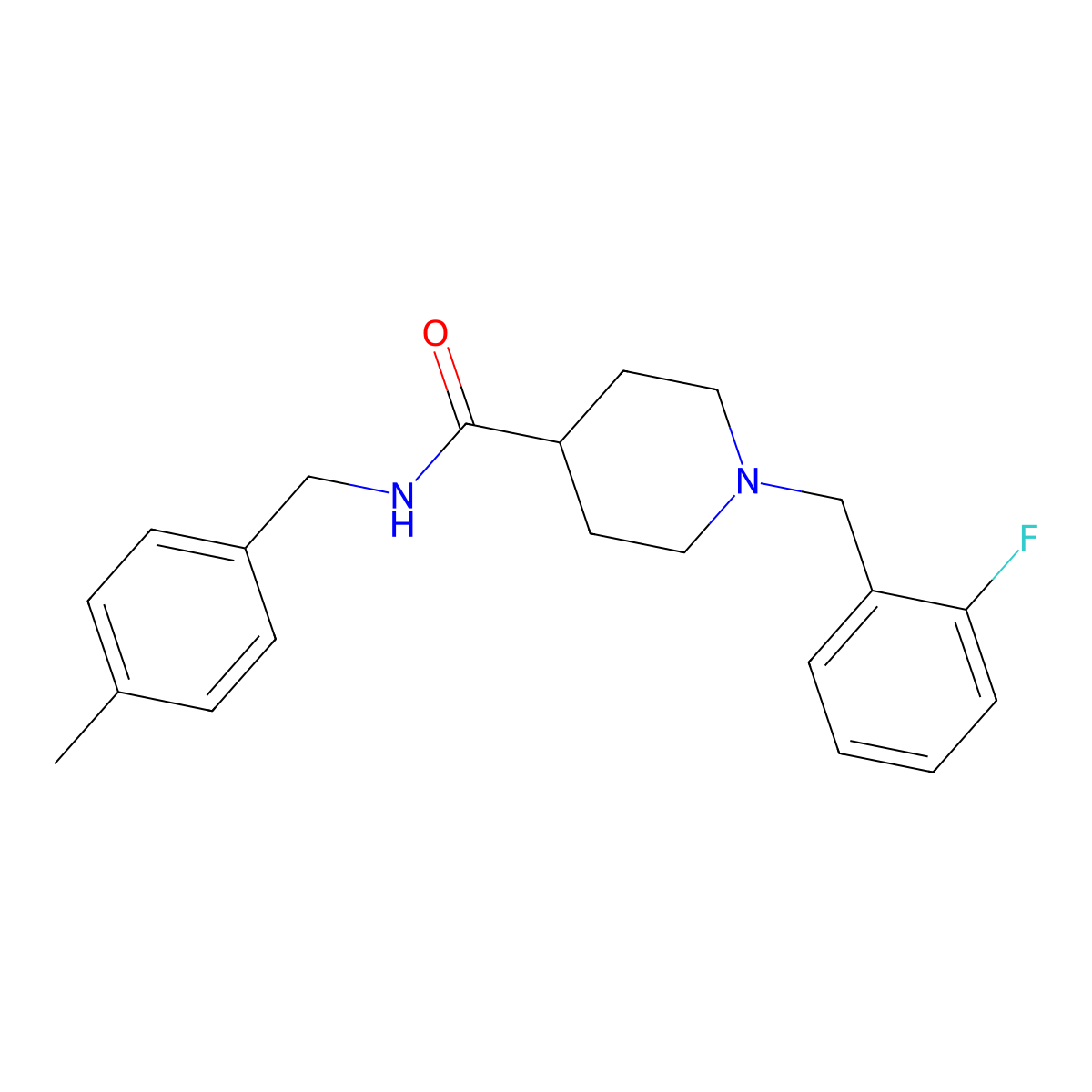 1-(2-fluorobenzyl)-N-(4-methylbenzyl)piperidine-4-carboxamide molecular structure, CAS 755007-11-5