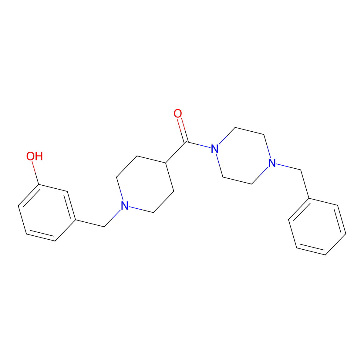 (4-Benzylpiperazin-1-yl)[1-(3-hydroxybenzyl)piperidin-4-yl]methanone molecular structure, CAS 755008-07-2
