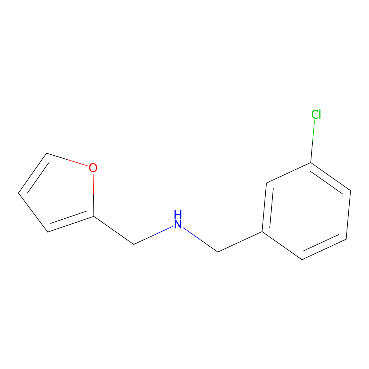 1-(3-chlorophenyl)-N-(furan-2-ylmethyl)methanamine molecular structure, CAS 755009-95-1