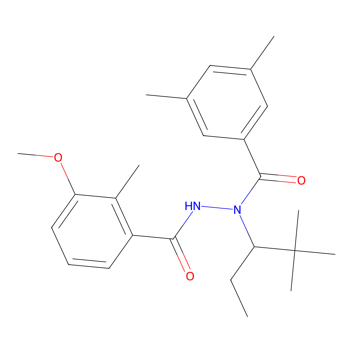 N'-(3,5-dimethylbenzoyl)-N'-(2,2-dimethylpentan-3-yl)-3-methoxy-2-methylbenzohydrazide molecular structure, CAS 755013-53-7