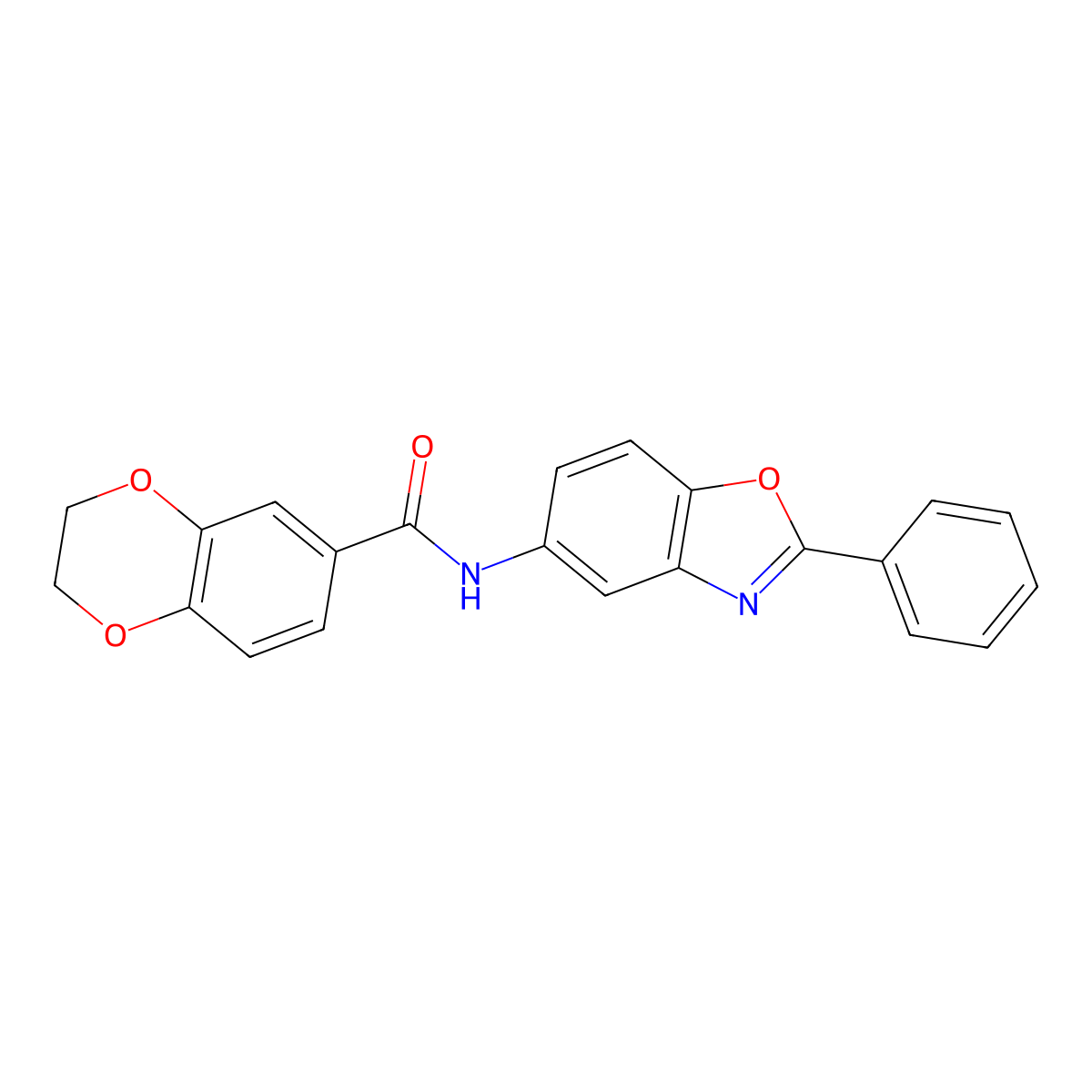 N-(2-phenyl-1,3-benzoxazol-5-yl)-2,3-dihydro-1,4-benzodioxine-6-carboxamide molecular structure, CAS 755014-86-9