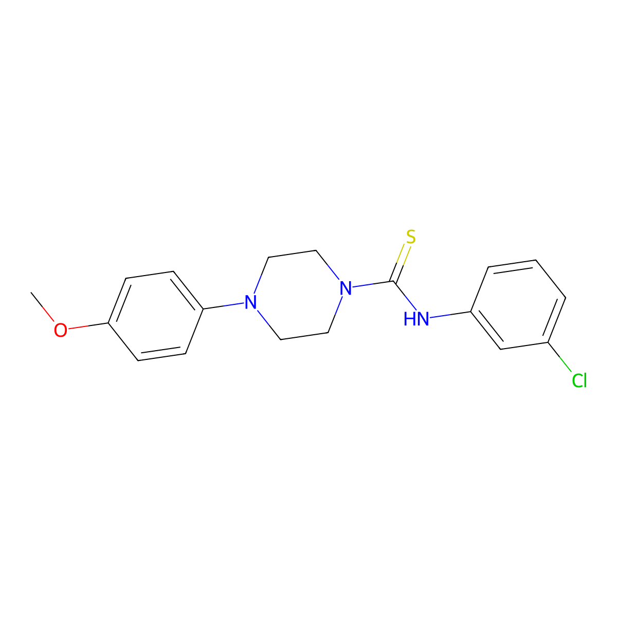 N-(3-chlorophenyl)-4-(4-methoxyphenyl)piperazine-1-carbothioamide molecular structure, CAS 755015-16-8