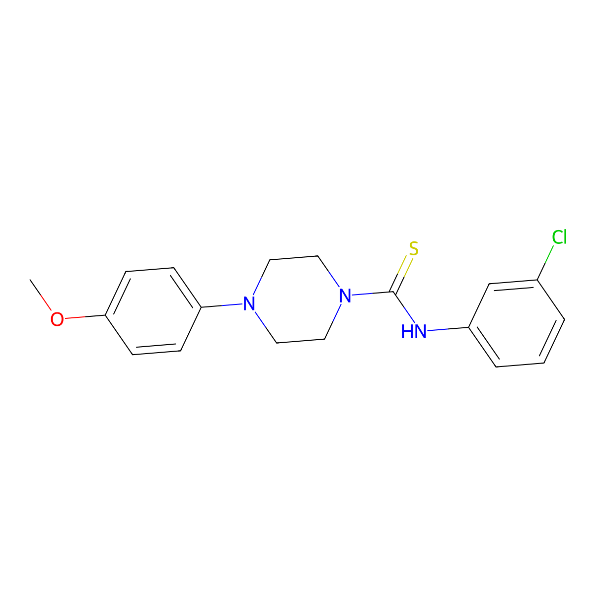 N-(3-chlorophenyl)-4-(4-methoxyphenyl)piperazine-1-carbothioamide molecular structure, CAS 755015-16-8