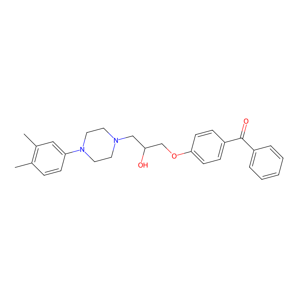 (4-{3-[4-(3,4-Dimethylphenyl)piperazin-1-yl]-2-hydroxypropoxy}phenyl)(phenyl)methanone molecular structure, CAS 755015-18-0