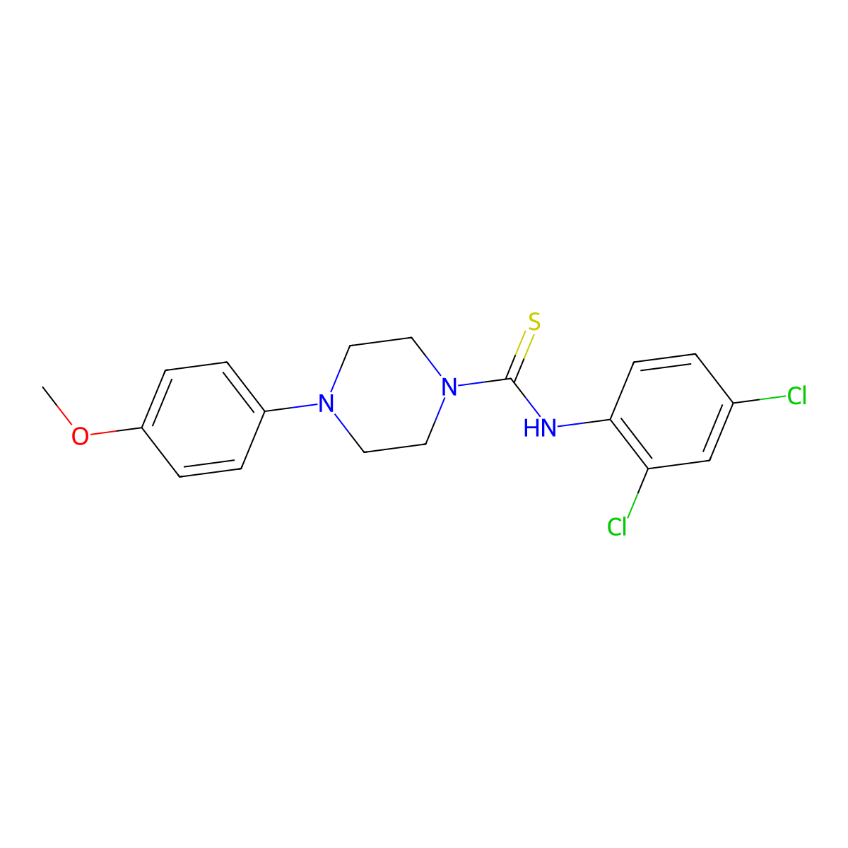 N-(2,4-dichlorophenyl)-4-(4-methoxyphenyl)piperazine-1-carbothioamide molecular structure, CAS 755016-60-5