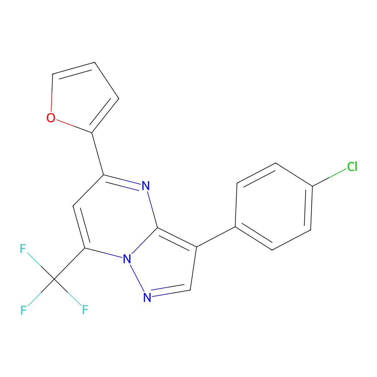 3-(4-Chlorophenyl)-5-(2-furyl)-7-(trifluoromethyl)pyrazolo[1,5-a]pyrimidine molecular structure, CAS 755017-24-4