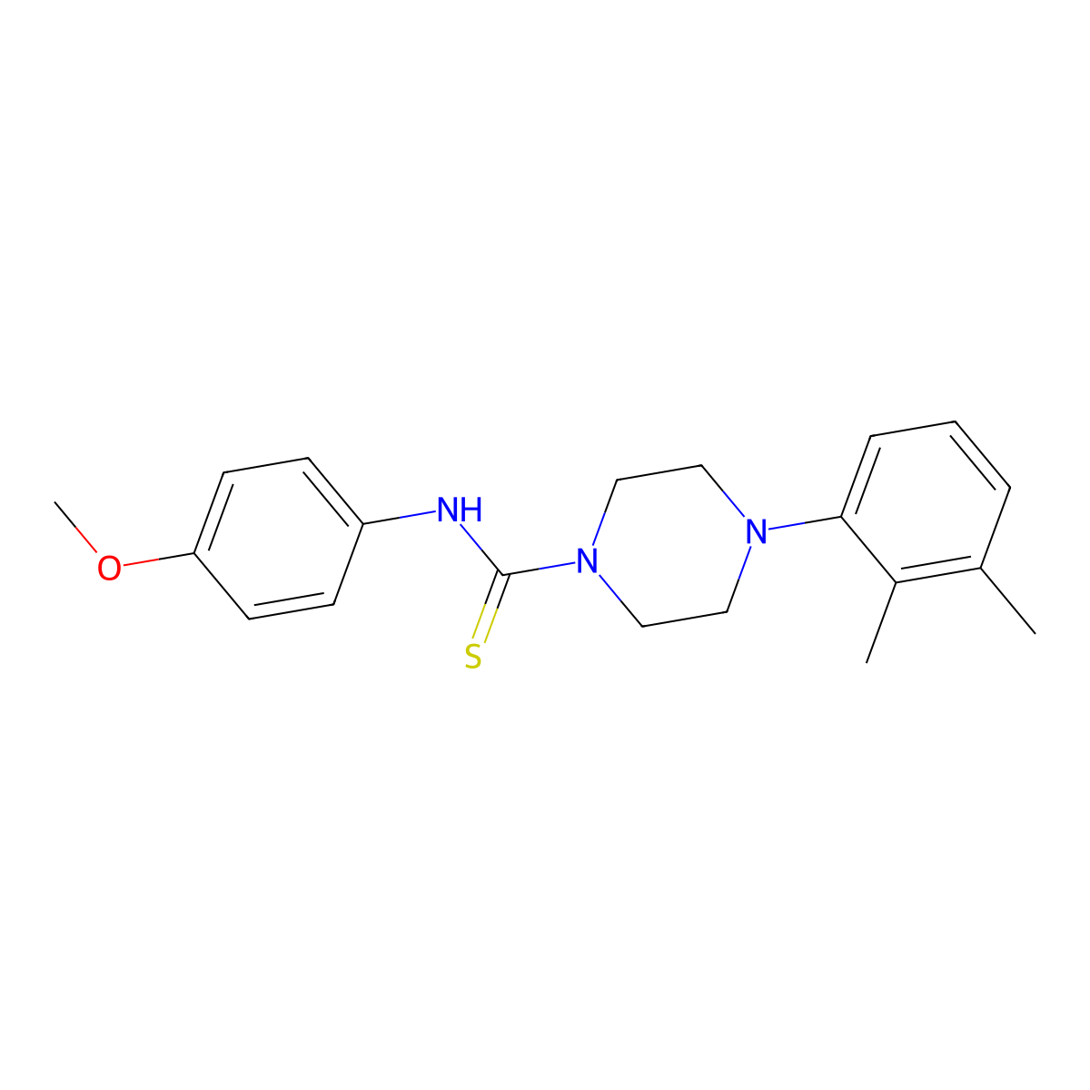 4-(2,3-dimethylphenyl)-N-(4-methoxyphenyl)piperazine-1-carbothioamide molecular structure, CAS 755018-38-3