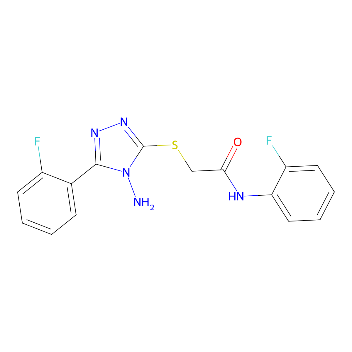 2-{[4-amino-5-(2-fluorophenyl)-4H-1,2,4-triazol-3-yl]sulfanyl}-N-(2-fluorophenyl)acetamide molecular structure, CAS 755023-45-1