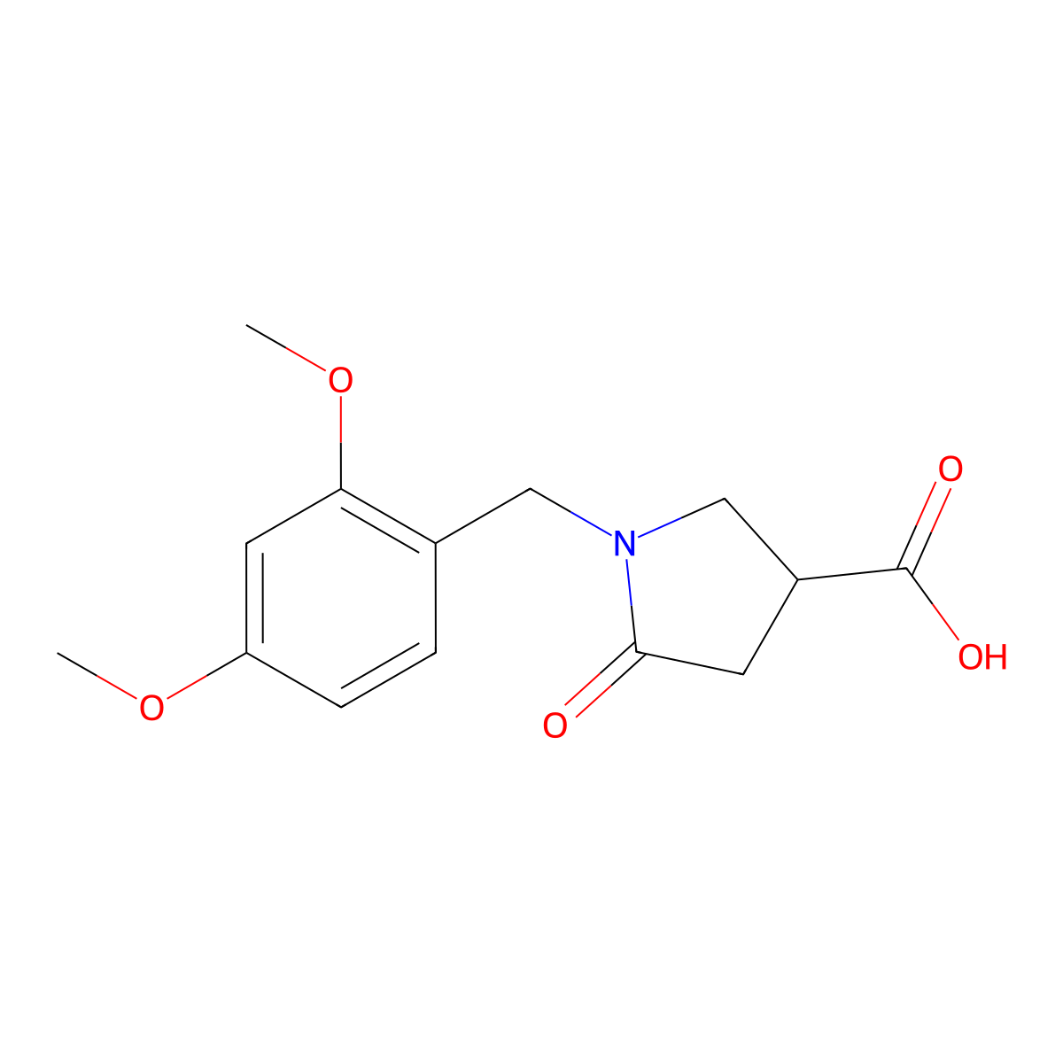 (3S)-1-[(2,4-dimethoxyphenyl)methyl]-5-oxopyrrolidine-3-carboxylic acid molecular structure, CAS 755025-16-2