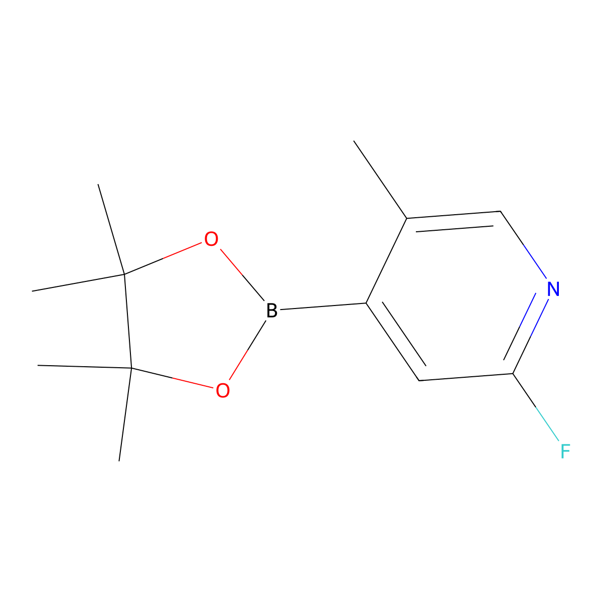2-Fluoro-5-methyl-4-(4,4,5,5-tetramethyl-1,3,2-dioxaborolan-2-yl)pyridine molecular structure, CAS 755027-42-0