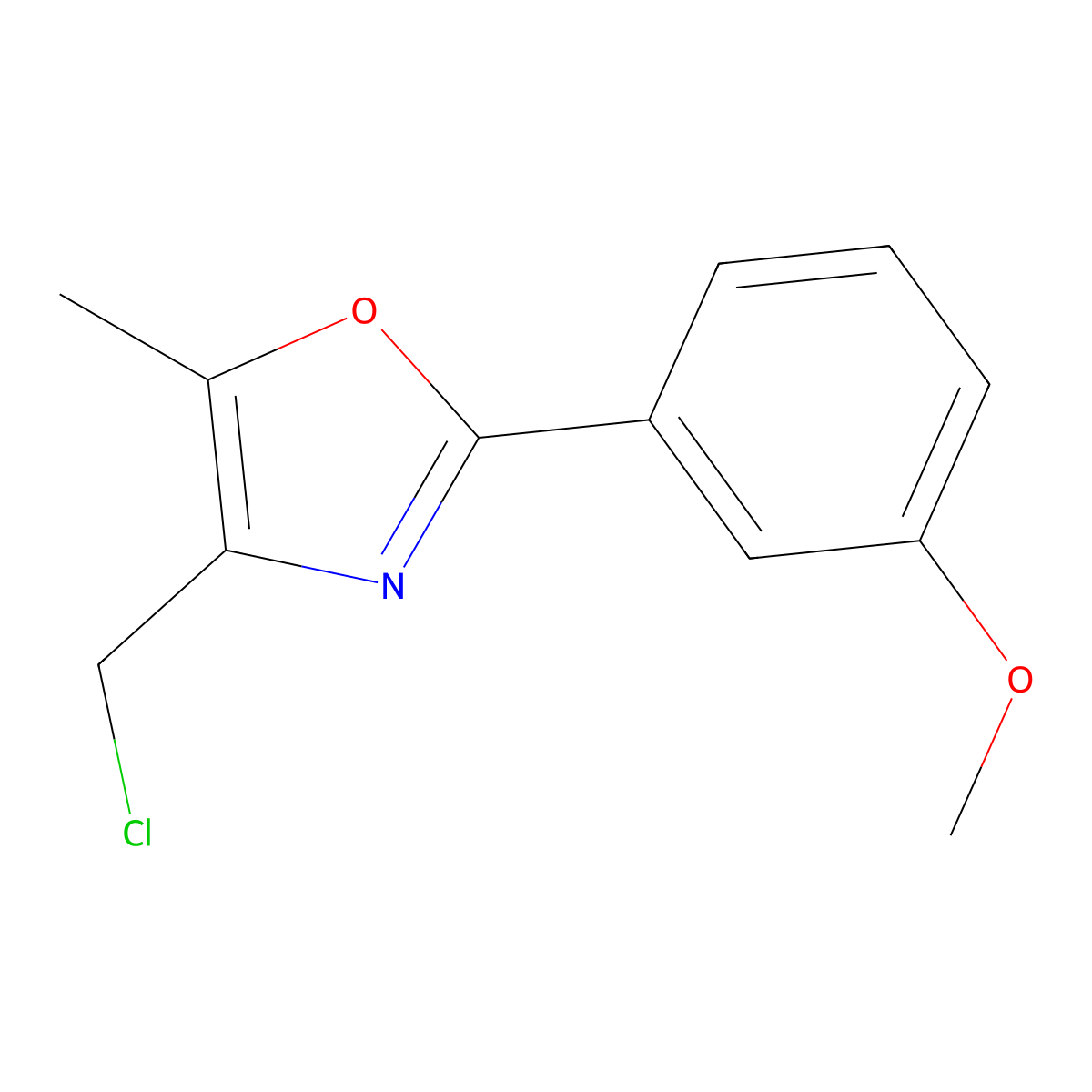 4-(Chloromethyl)-2-(3-methoxyphenyl)-5-methyl-1,3-oxazole molecular structure, CAS 755030-85-4