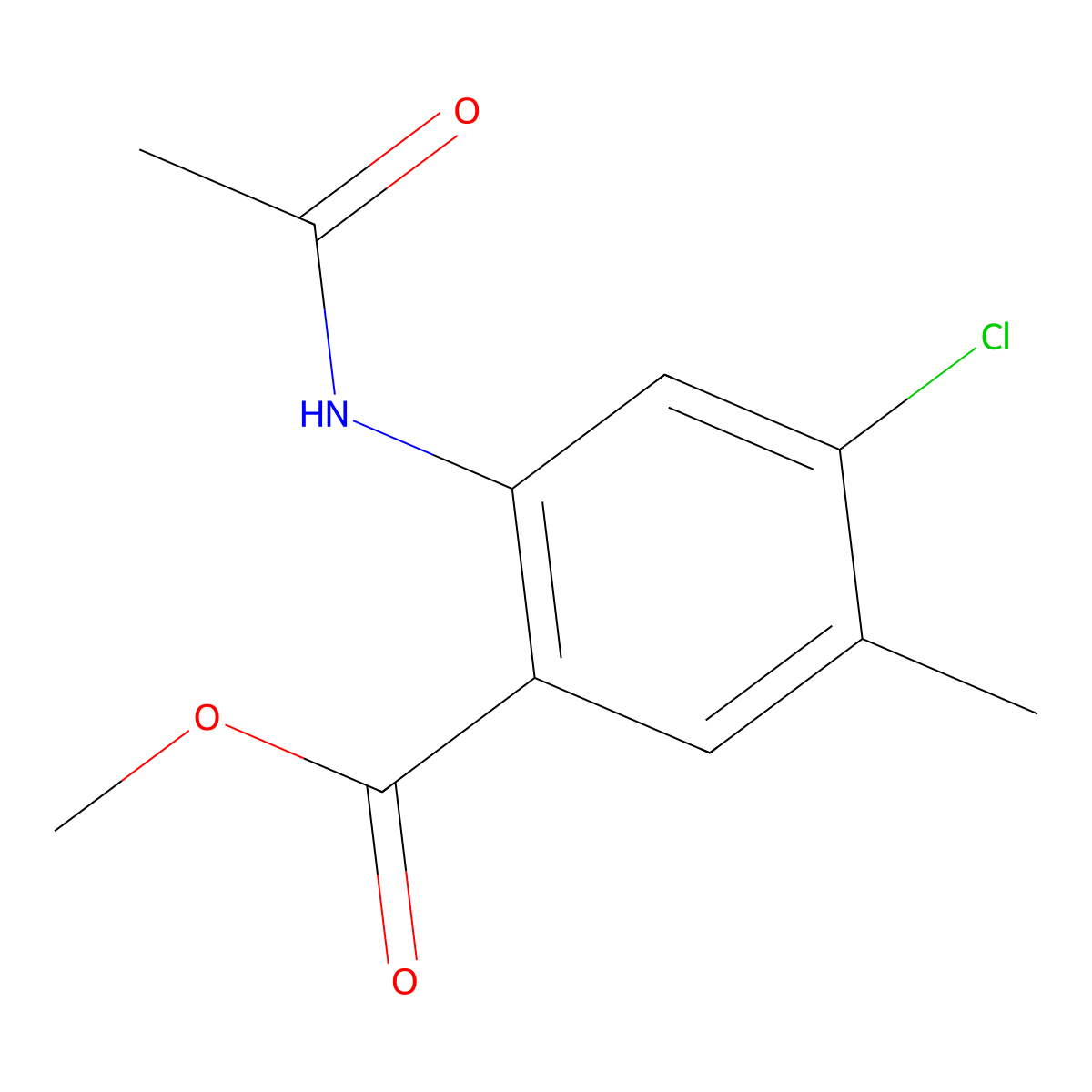 Methyl 2-acetamido-4-chloro-5-methylbenzoate molecular structure, CAS 755031-82-4