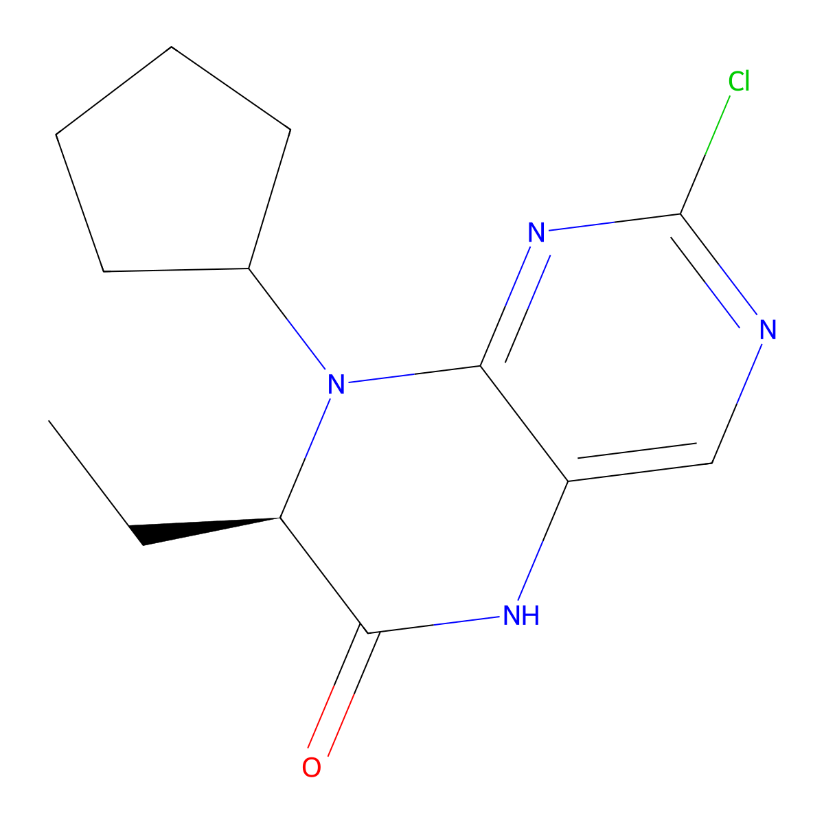 (R)-2-chloro-8-cyclopentyl-7-ethyl-7,8-dihydropteridin-6(5H)-one molecular structure, CAS 755039-54-4