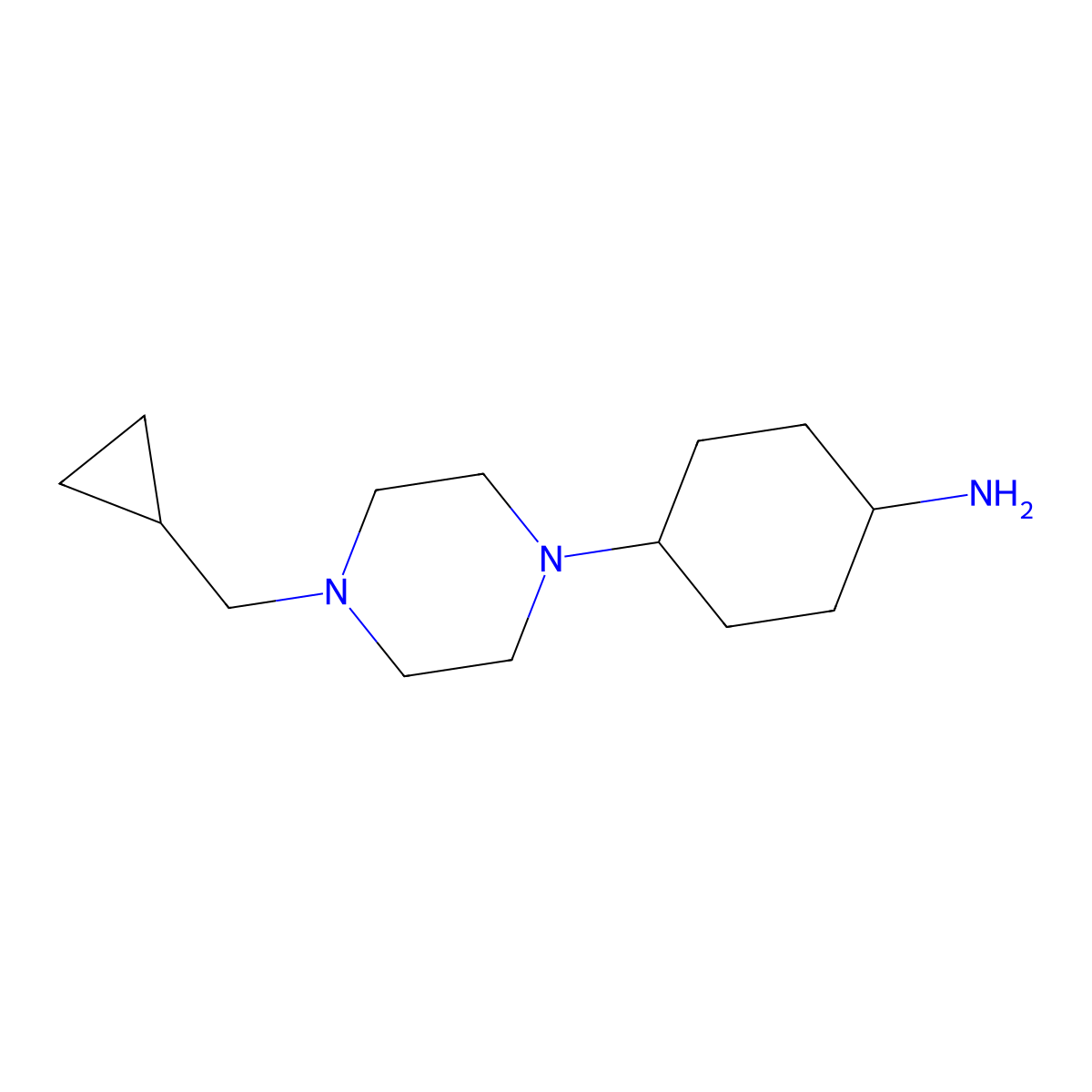 trans-4-(4-(Cyclopropylmethyl)piperazin-1-yl)cyclohexanamine molecular structure, CAS 755039-90-8