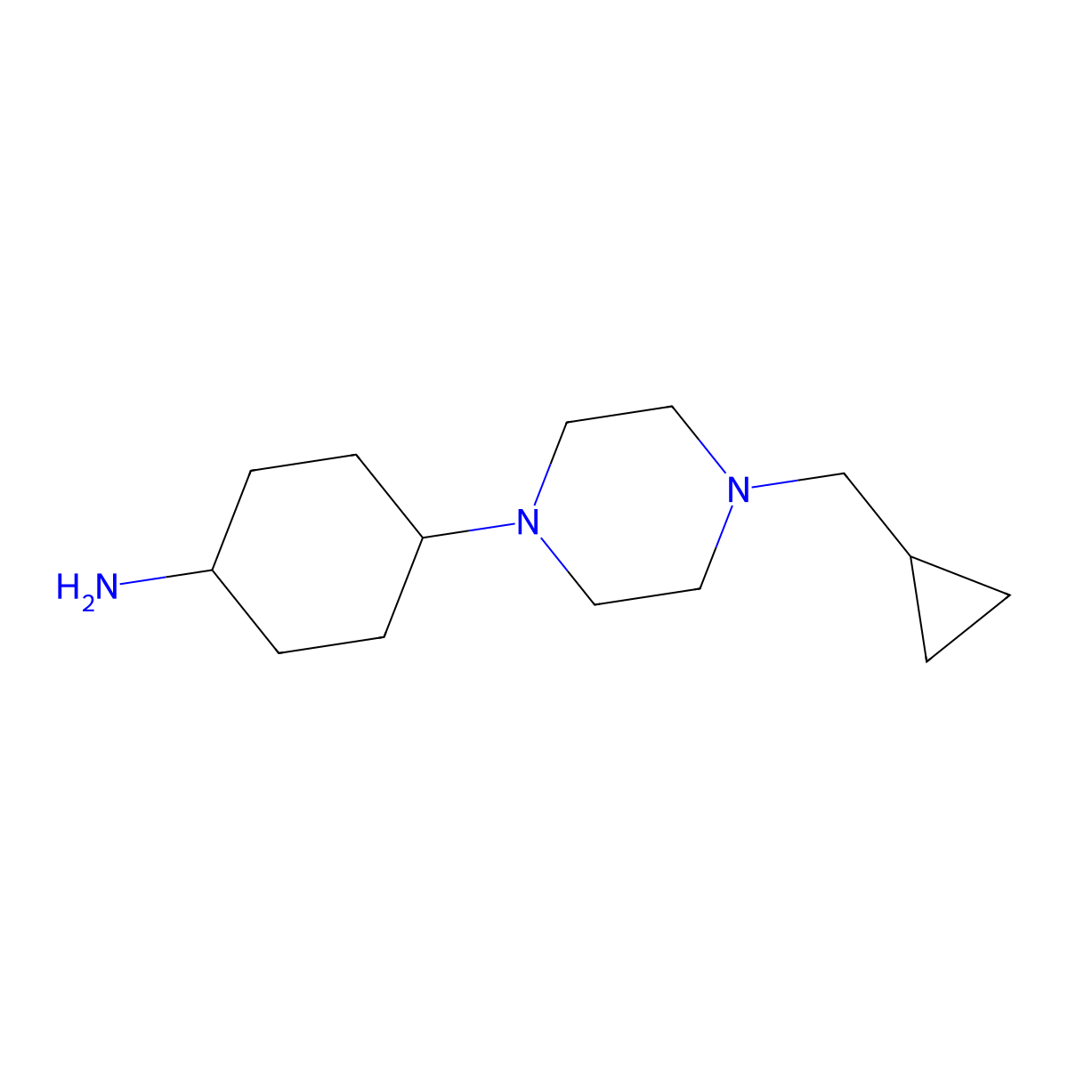 trans-4-(4-(Cyclopropylmethyl)piperazin-1-yl)cyclohexanamine molecular structure, CAS 755039-90-8