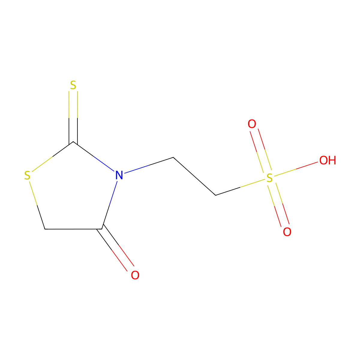 2-(4-Oxo-2-thioxo-1,3-thiazolidin-3-yl)ethanesulfonic acid molecular structure, CAS 75504-95-9