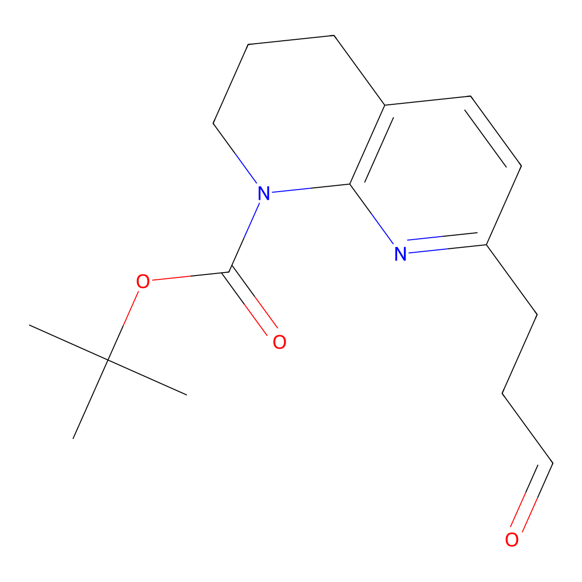 Tert-butyl 7-(3-oxopropyl)-1,2,3,4-tetrahydro-1,8-naphthyridine-1-carboxylate molecular structure, CAS 755042-83-2