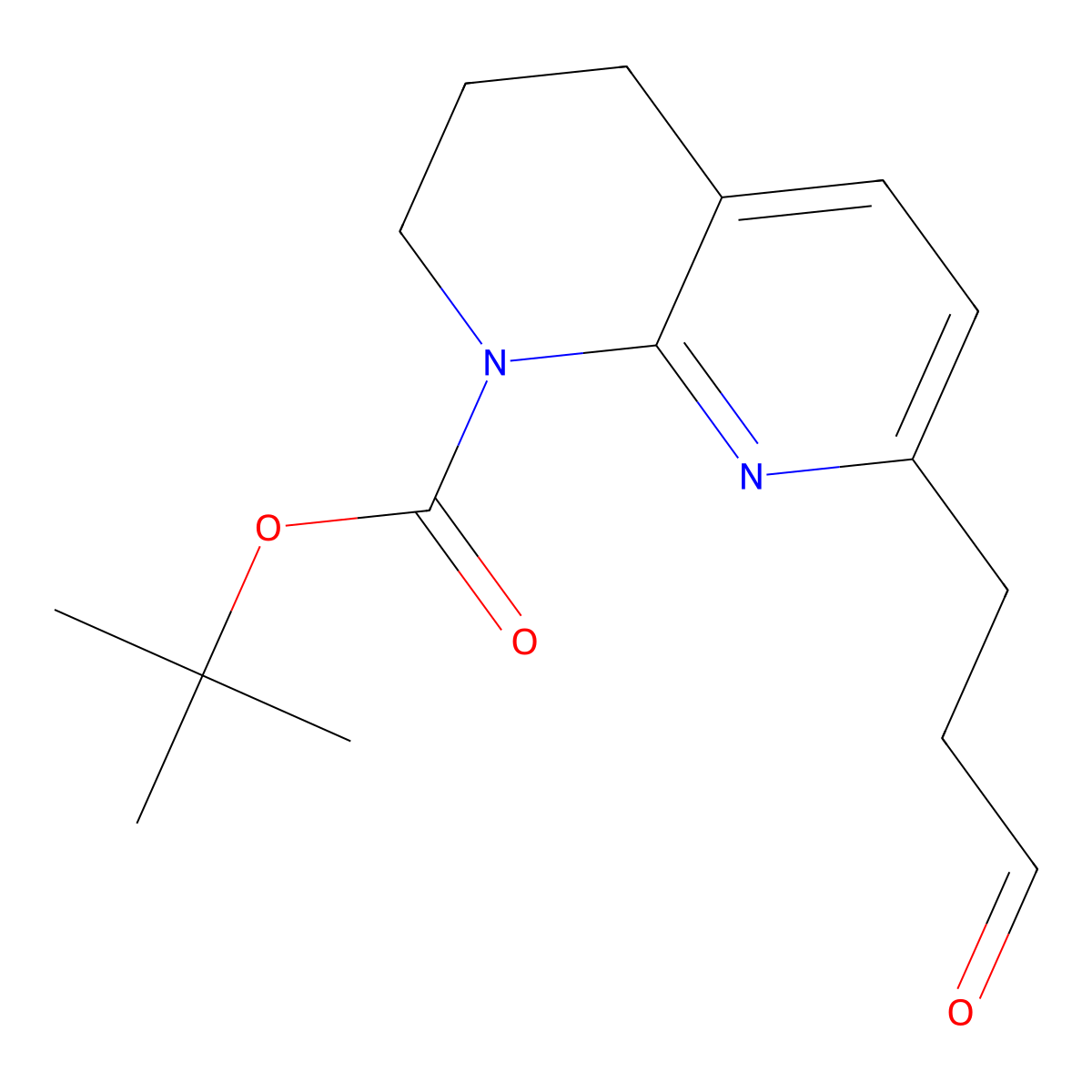 Tert-butyl 7-(3-oxopropyl)-1,2,3,4-tetrahydro-1,8-naphthyridine-1-carboxylate molecular structure, CAS 755042-83-2
