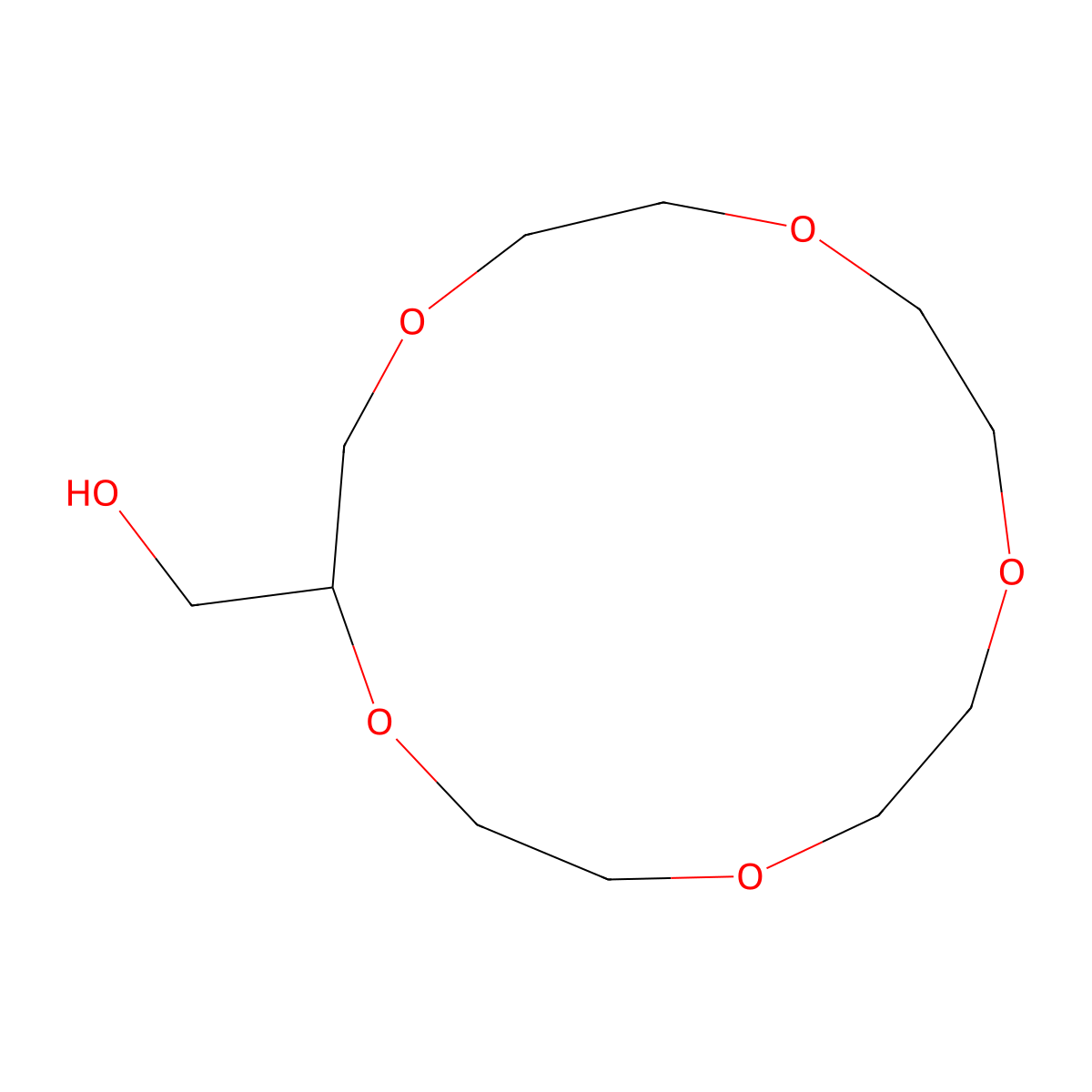 (1,4,7,10,13-Pentaoxacyclopentadecan-2-yl)methanol , 2-Hydroxymethyl-15-crown-5 molecular structure, CAS 75507-25-4