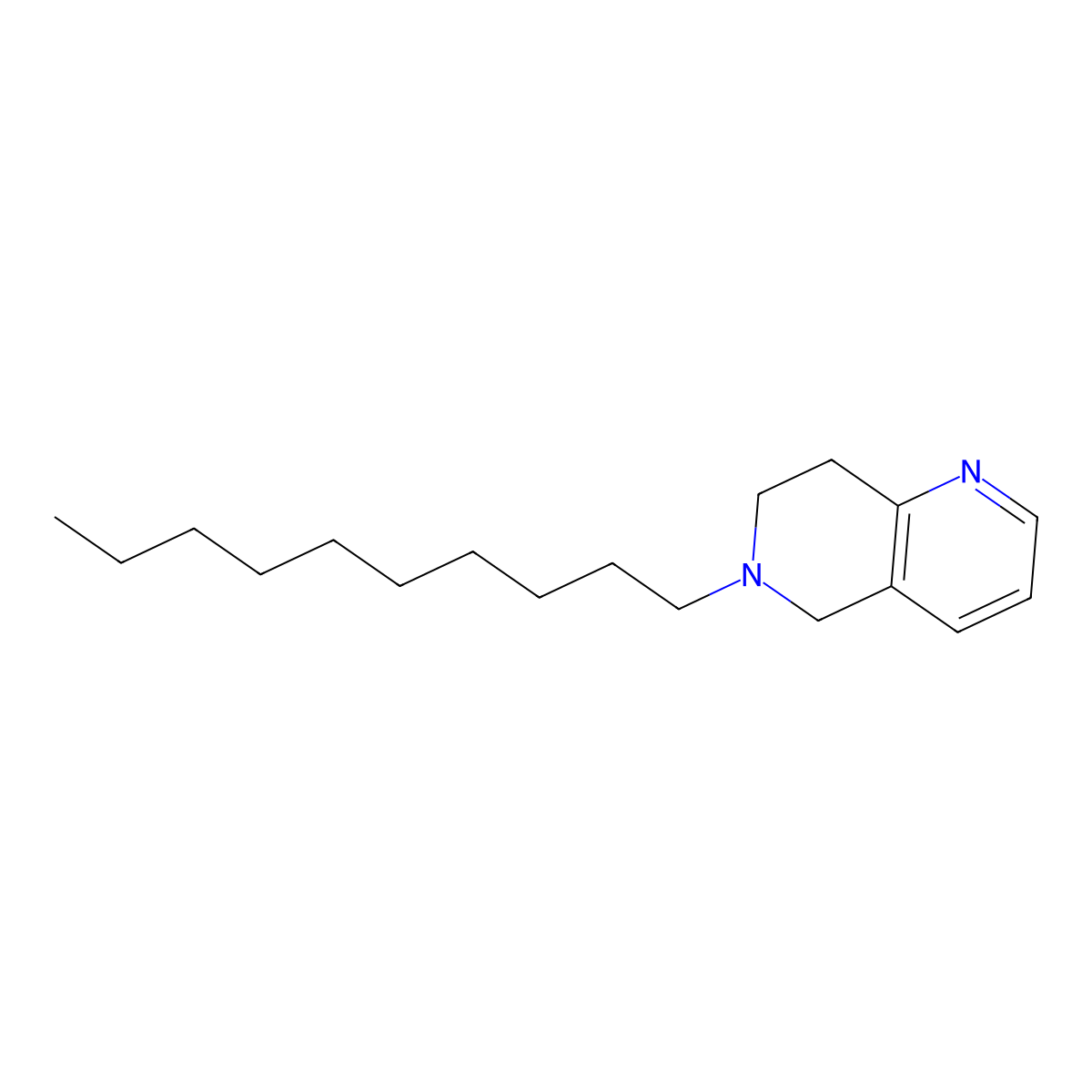 1,6-Naphthyridine, 5,6,7,8-tetrahydro-6-decyl- molecular structure, CAS 75509-85-2