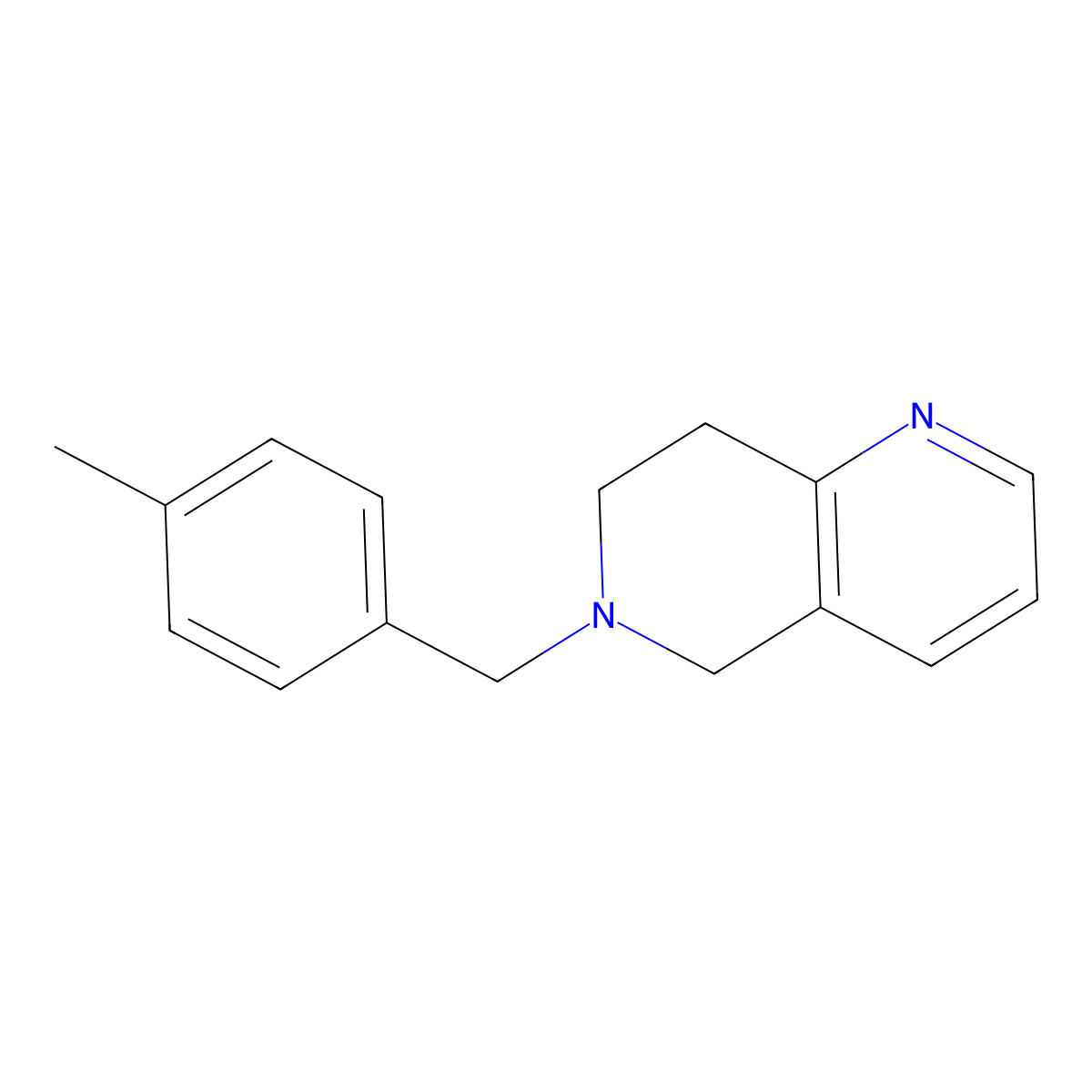1,6-Naphthyridine, 5,6,7,8-tetrahydro-6-((4-methylphenyl)methyl)- molecular structure, CAS 75509-88-5