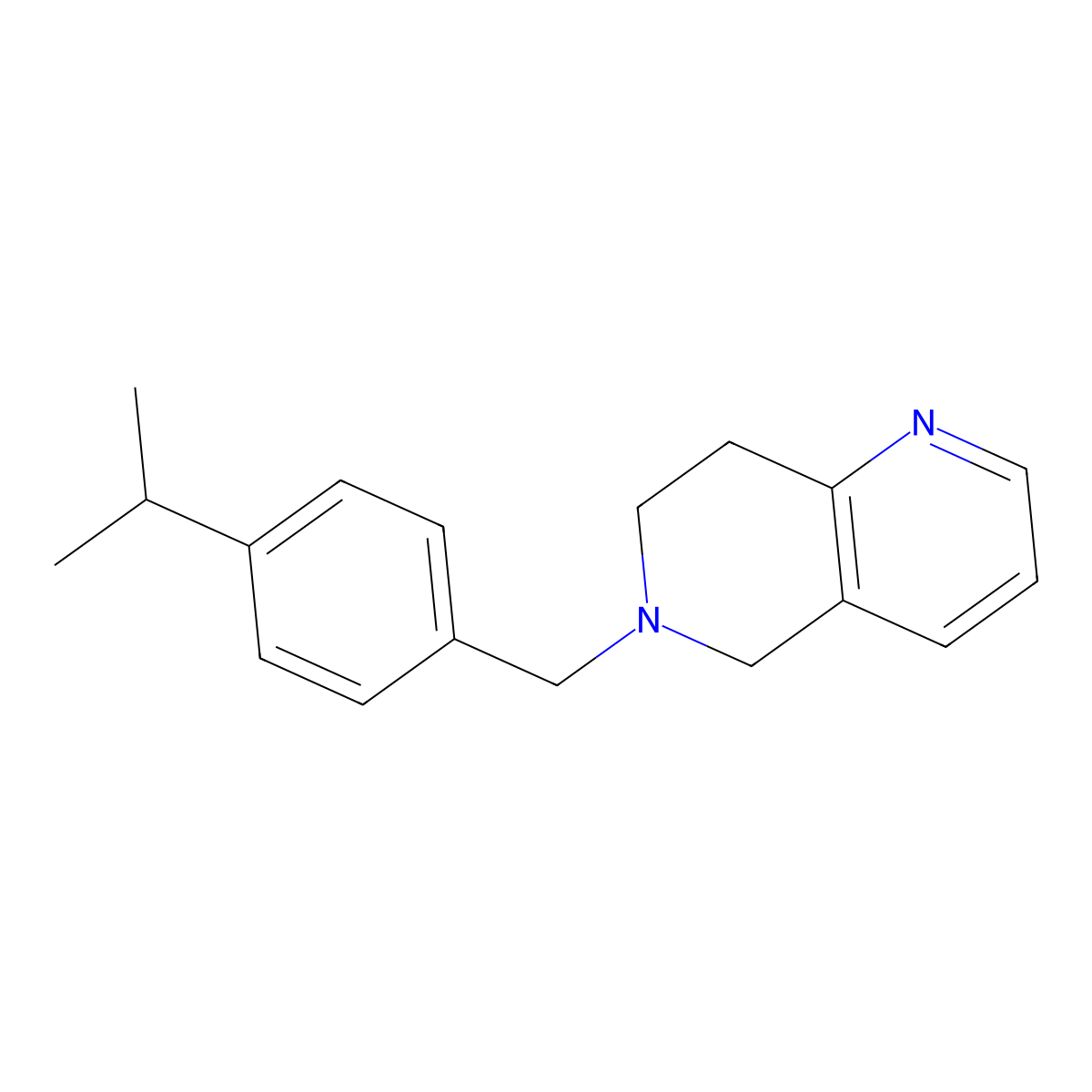 1,6-Naphthyridine, 5,6,7,8-tetrahydro-6-((4-(1-methylethyl)phenyl)methyl)- molecular structure, CAS 75509-91-0