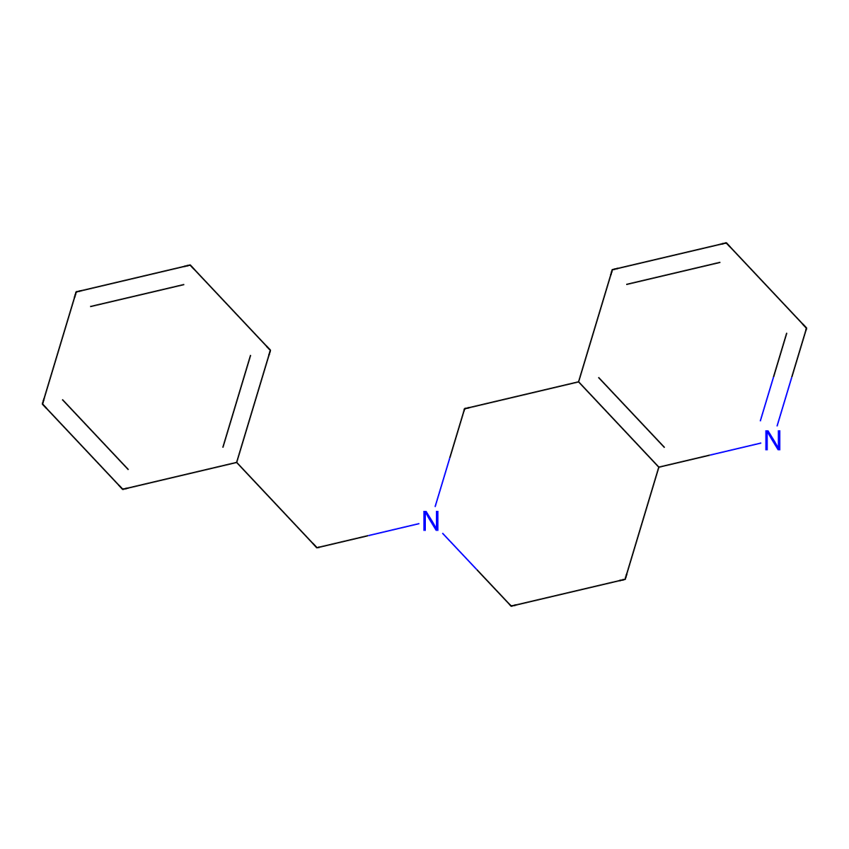 1,6-Naphthyridine, 5,6,7,8-tetrahydro-6-(phenylmethyl)- molecular structure, CAS 75510-02-0