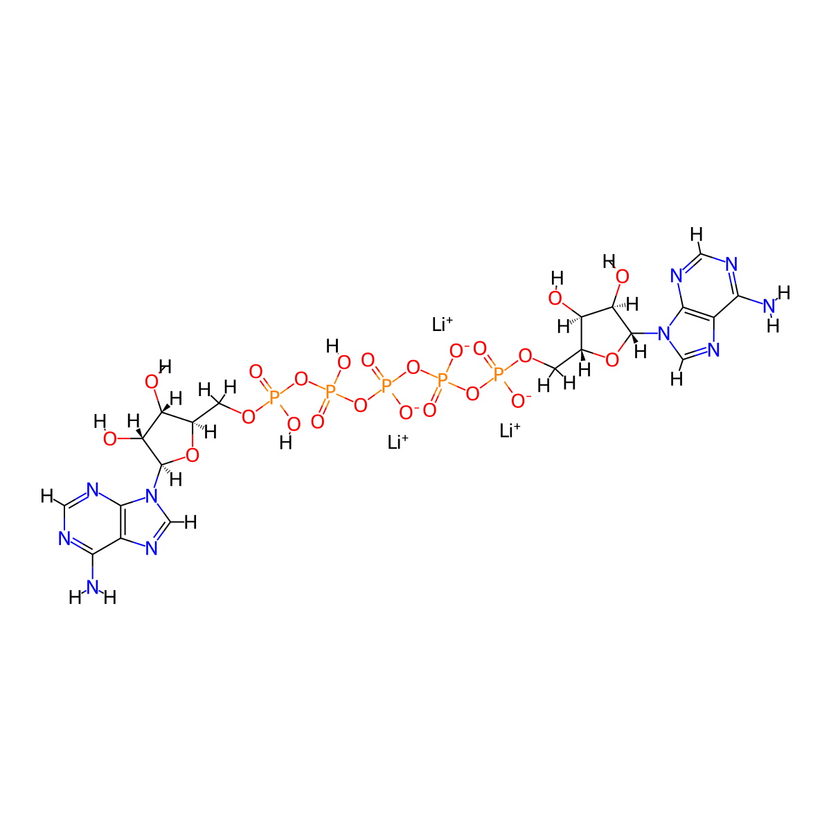P1,P5-Di(adenosine-5'-)pentaphosphate, trilithium salt molecular structure, CAS 75522-97-3