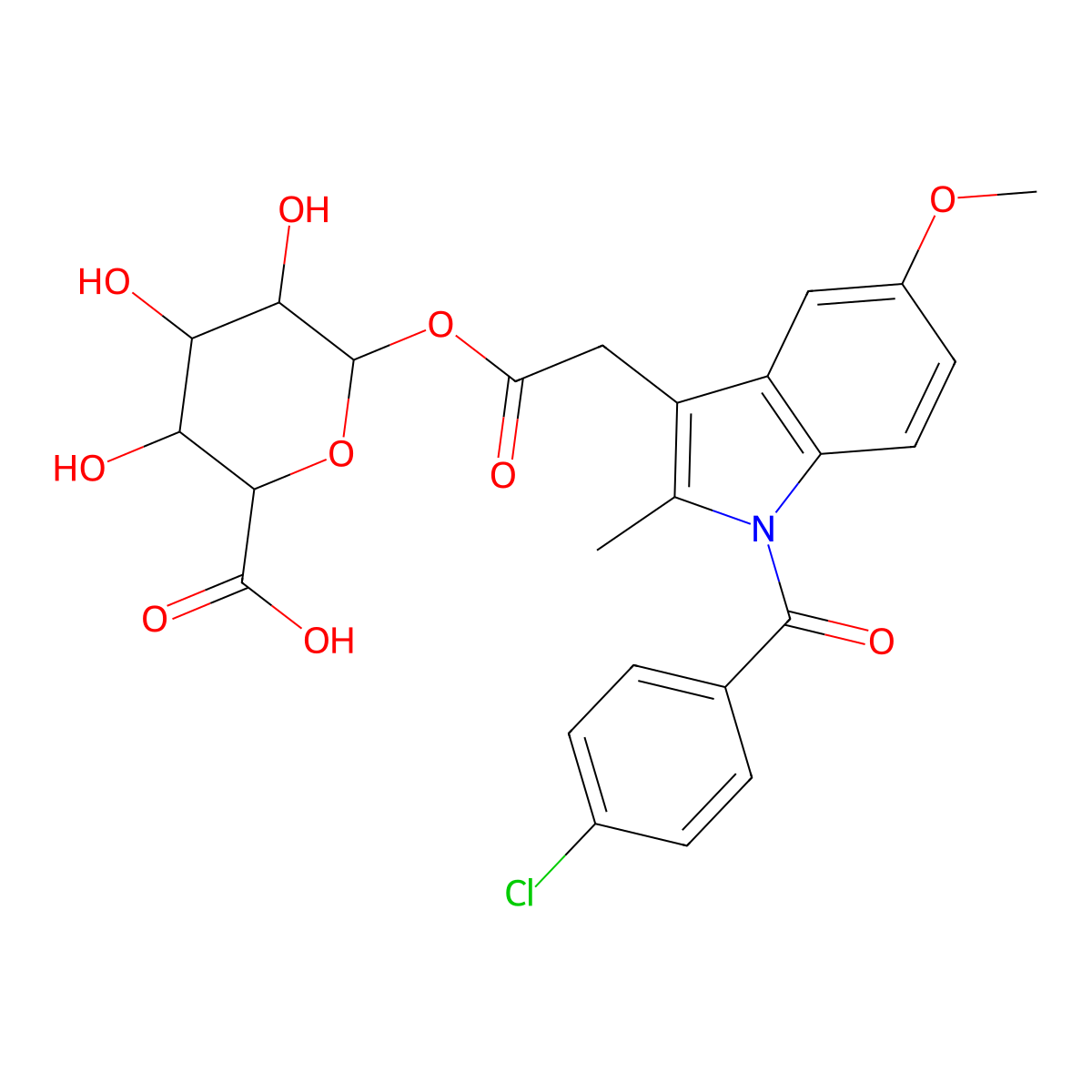 Indomethacin glucuronide molecular structure, CAS 75523-11-4