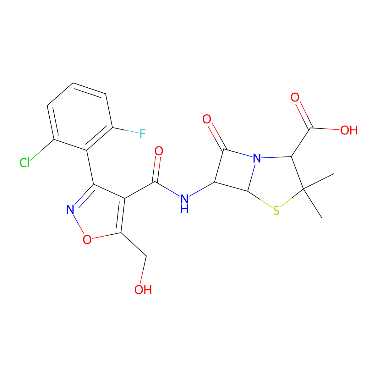 5-Hydroxymethylflucloxacillin molecular structure, CAS 75524-31-1