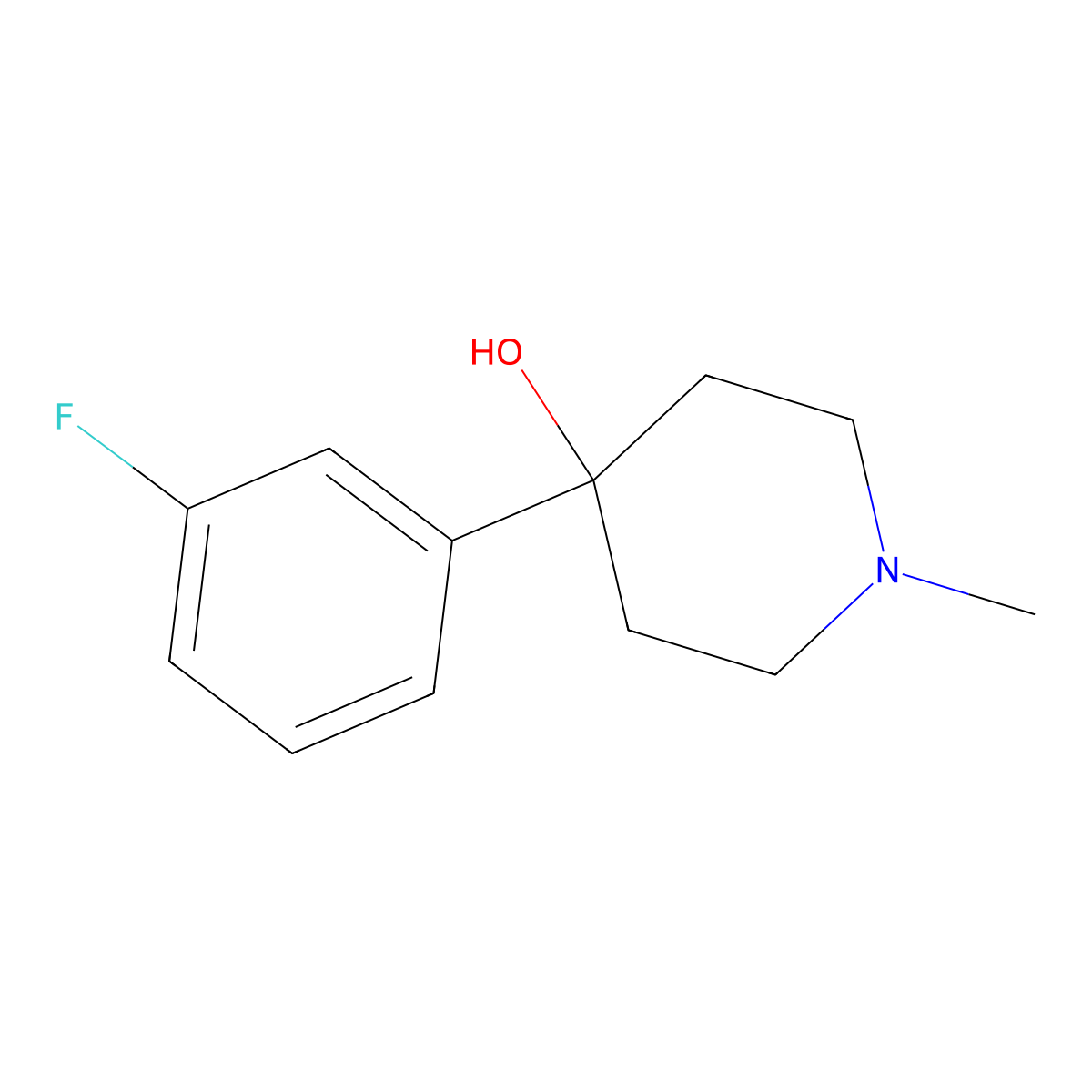 4-(3-Fluorophenyl)-4-hydroxy-1-methylpiperidine molecular structure, CAS 75527-38-7
