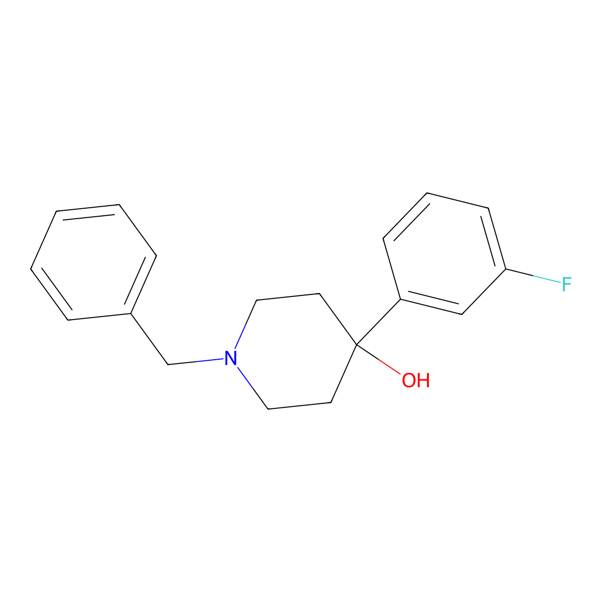 1-Benzyl-4-(3-fluorophenyl)piperidin-4-OL molecular structure, CAS 75527-39-8