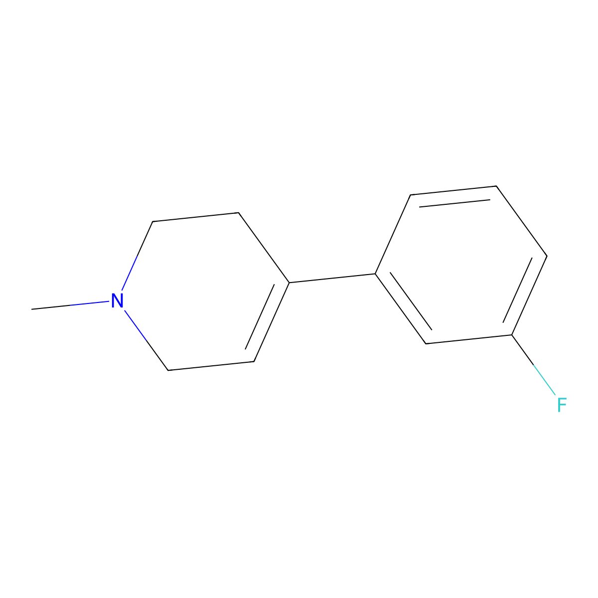 Pyridine, 4-(3-fluorophenyl)-1,2,3,6-tetrahydro-1-methyl- molecular structure, CAS 75527-40-1