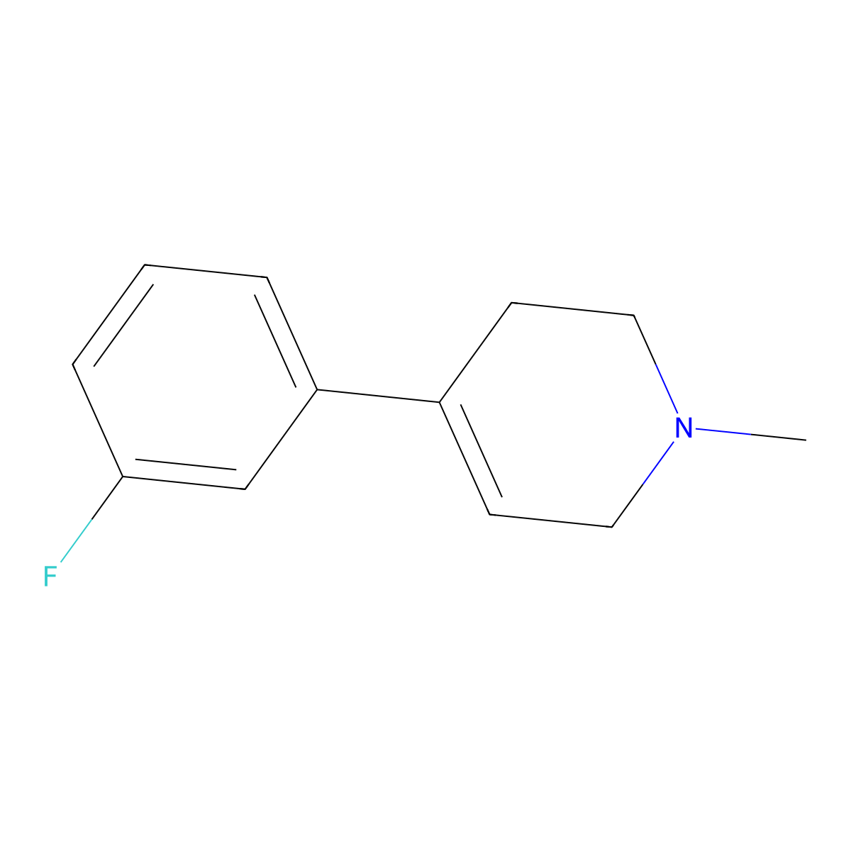 Pyridine, 4-(3-fluorophenyl)-1,2,3,6-tetrahydro-1-methyl- molecular structure, CAS 75527-40-1