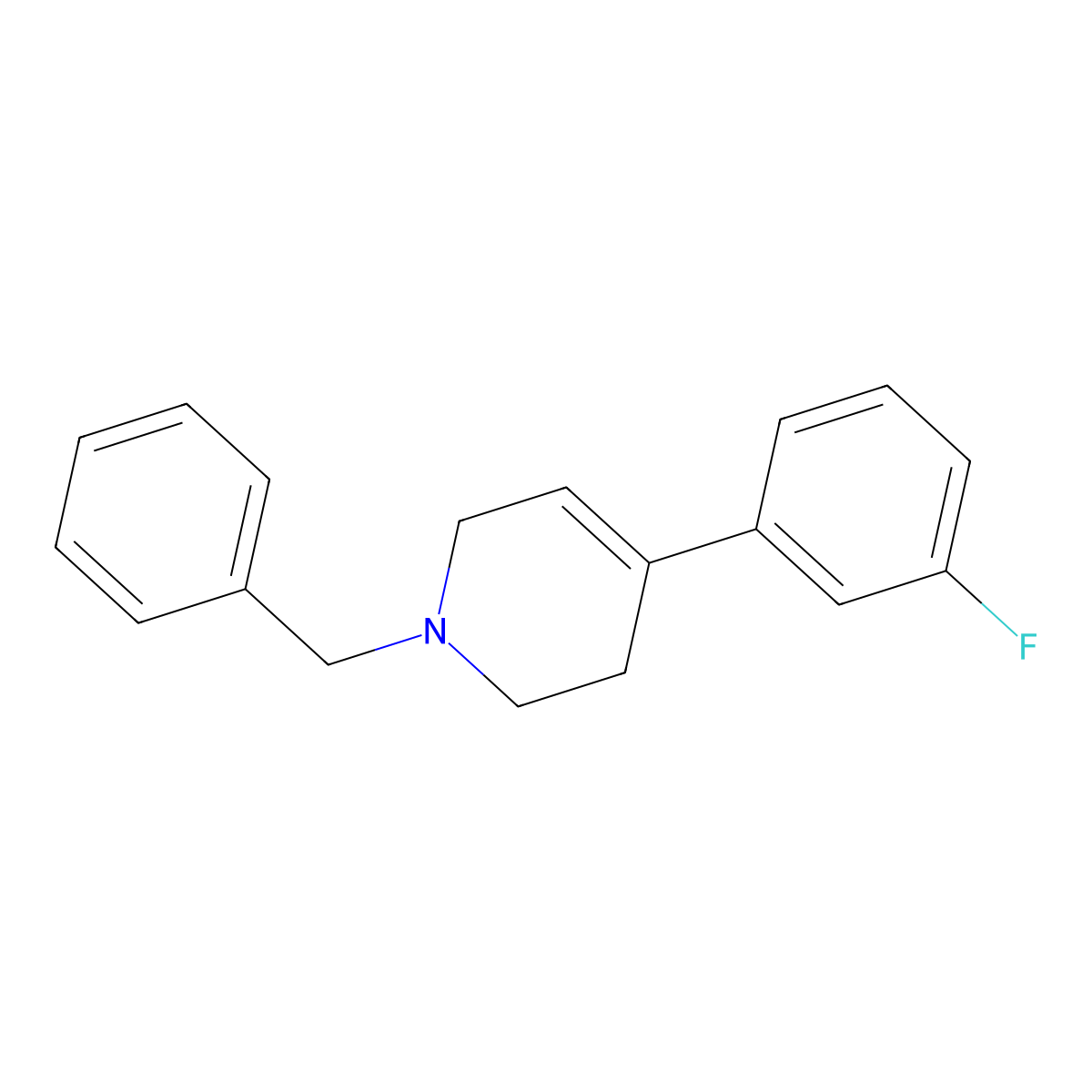 1-Benzyl-4-(3-fluorophenyl)-1,2,3,6-tetrahydropyridine molecular structure, CAS 75527-41-2
