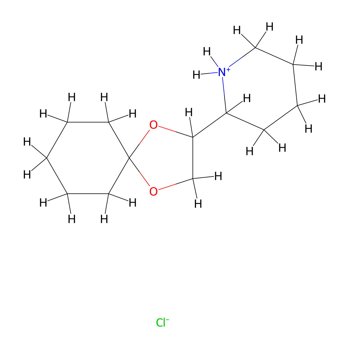 1,4-Dioxaspiro(4.5)decane, 2-(2-piperidyl)-, hydrochloride molecular structure, CAS 7553-32-4