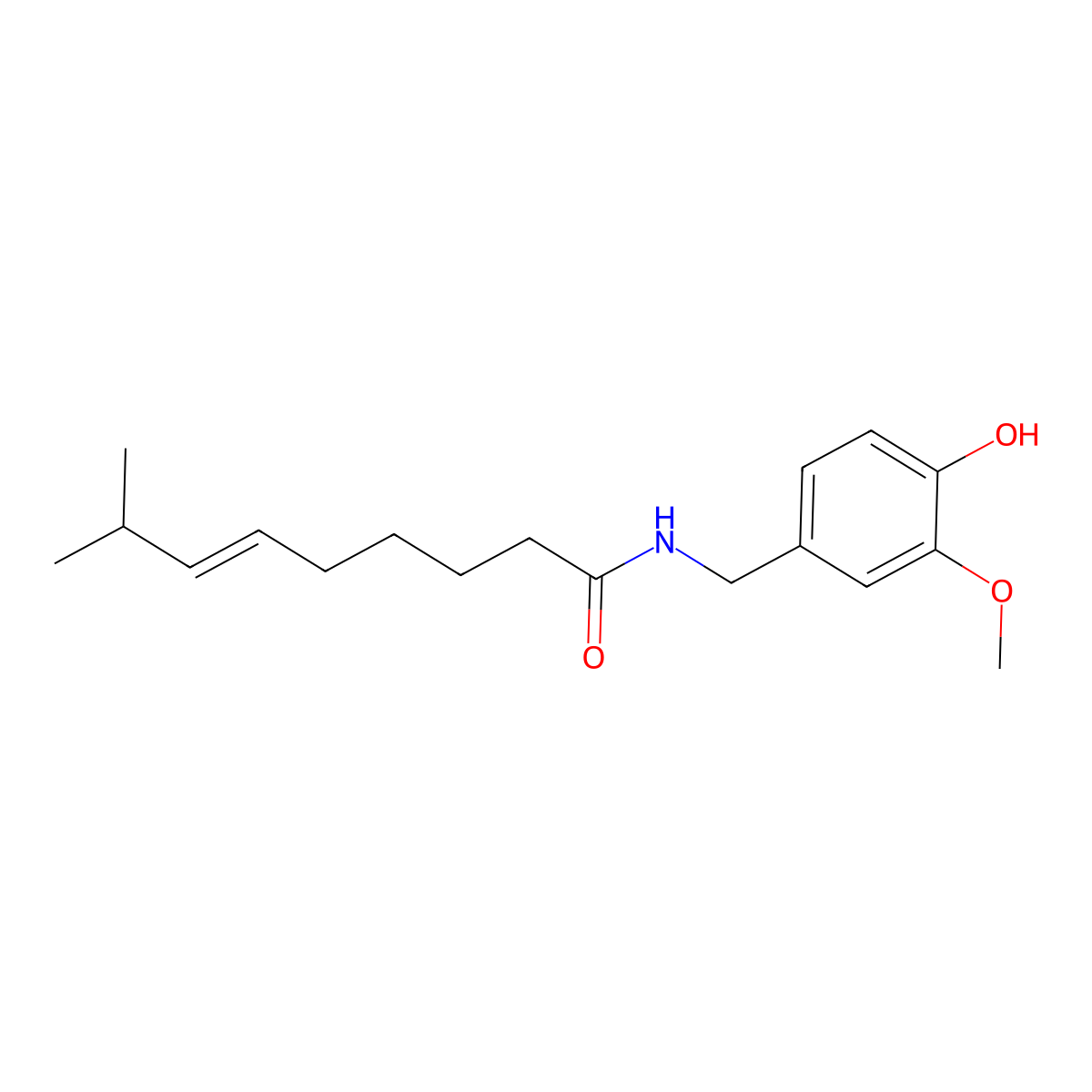 N-((4-hydroxy-3-methoxyphenyl)methyl)-8-methylnon-6-enamide molecular structure, CAS 7553-53-9