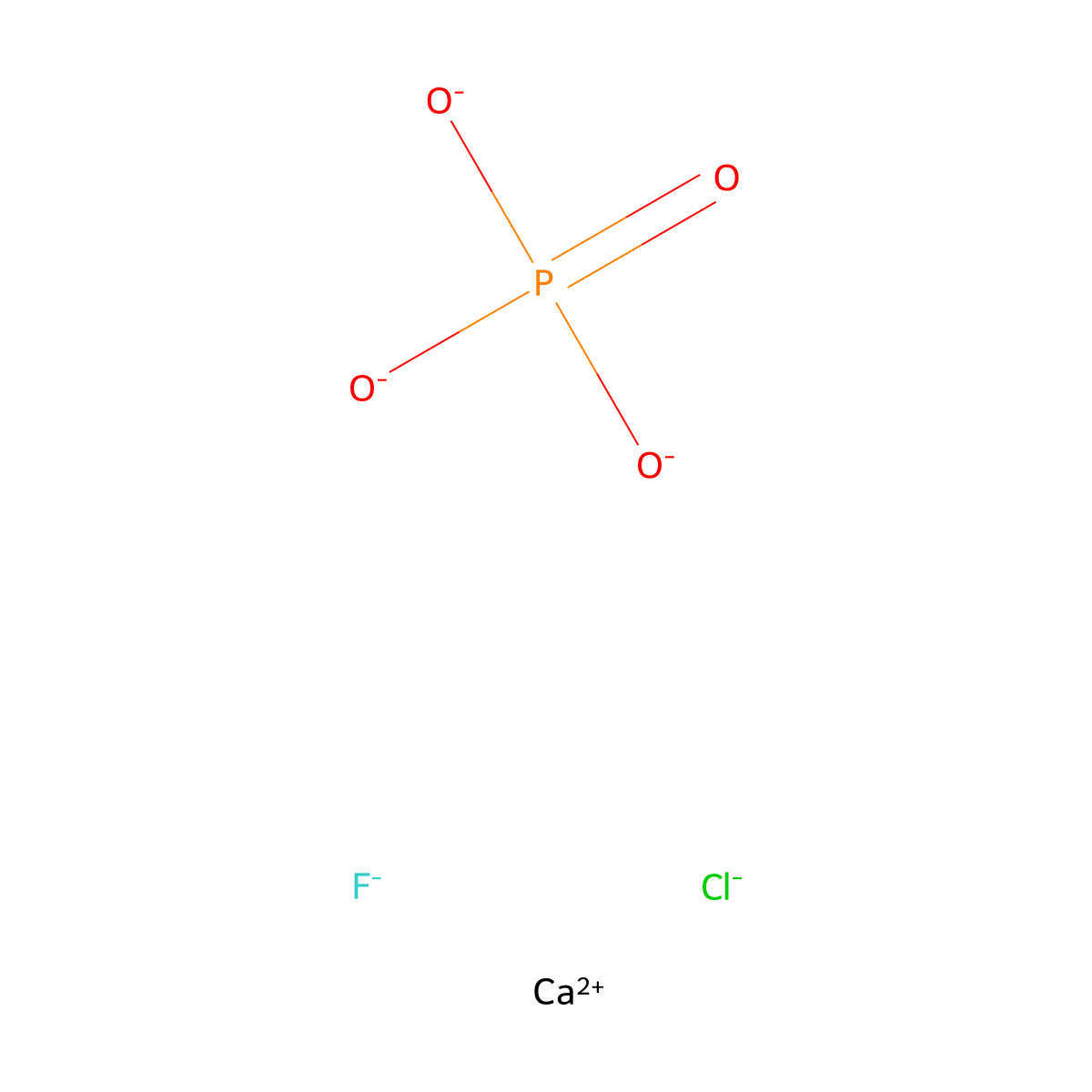 Calcium chloride fluoride phosphate (Ca5(Cl,F)(PO4)3) molecular structure, CAS 75535-31-8