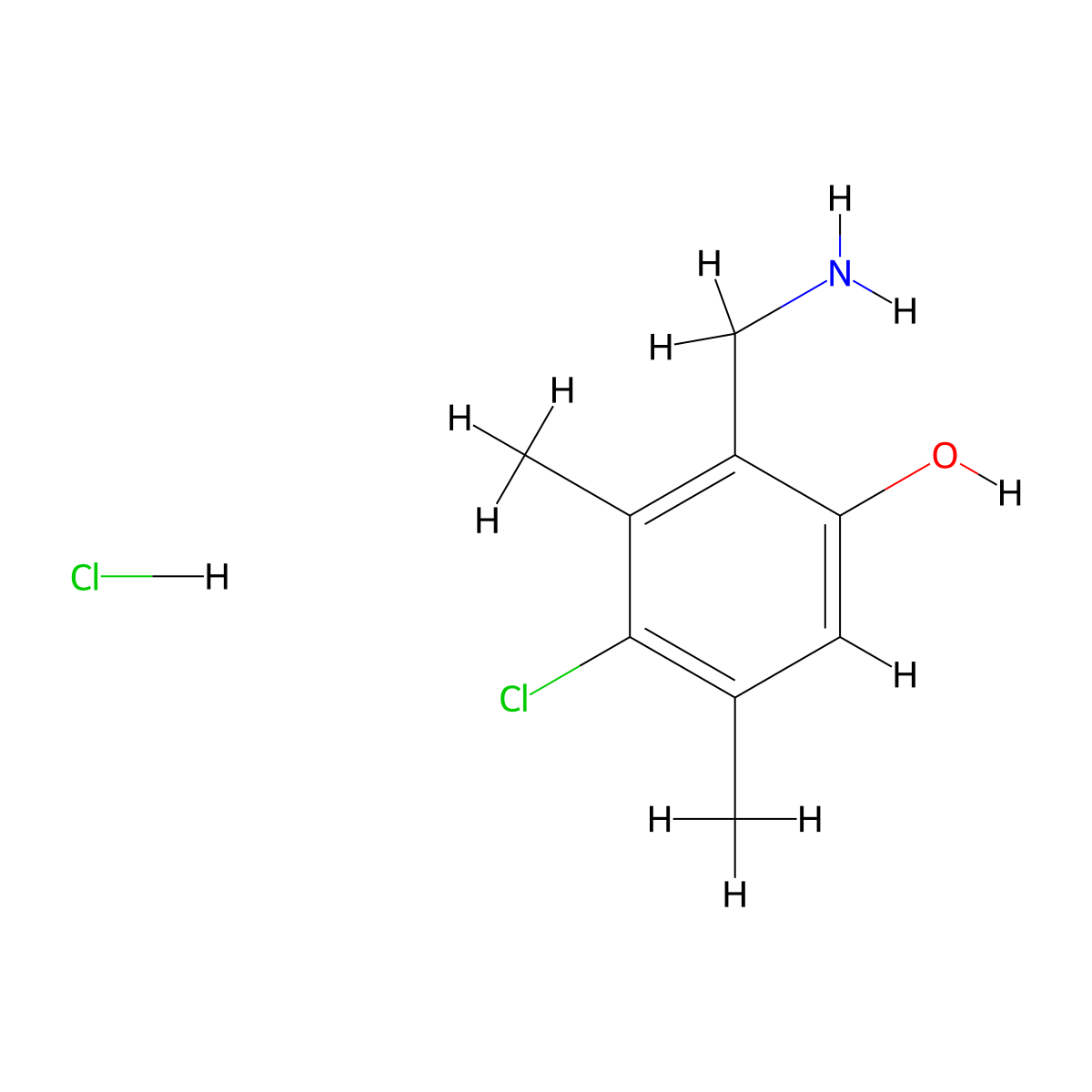 2-(Aminomethyl)-4-chloro-3,5-dimethylphenol hydrochloride molecular structure, CAS 75552-02-2